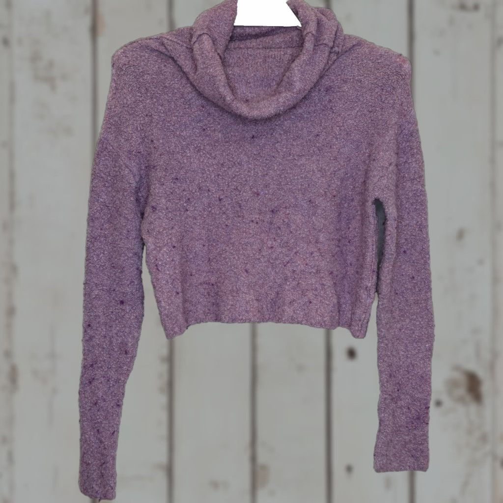 Free People VINTAGE Free People Crop Turtleneck Sweater Womens Small Lavender Purple Knit Long Sleeve Pullover Bohemian Winter Fall Spring Casual Travel Womens Size S / US 4 / IT 40 - 1 Thumbnail