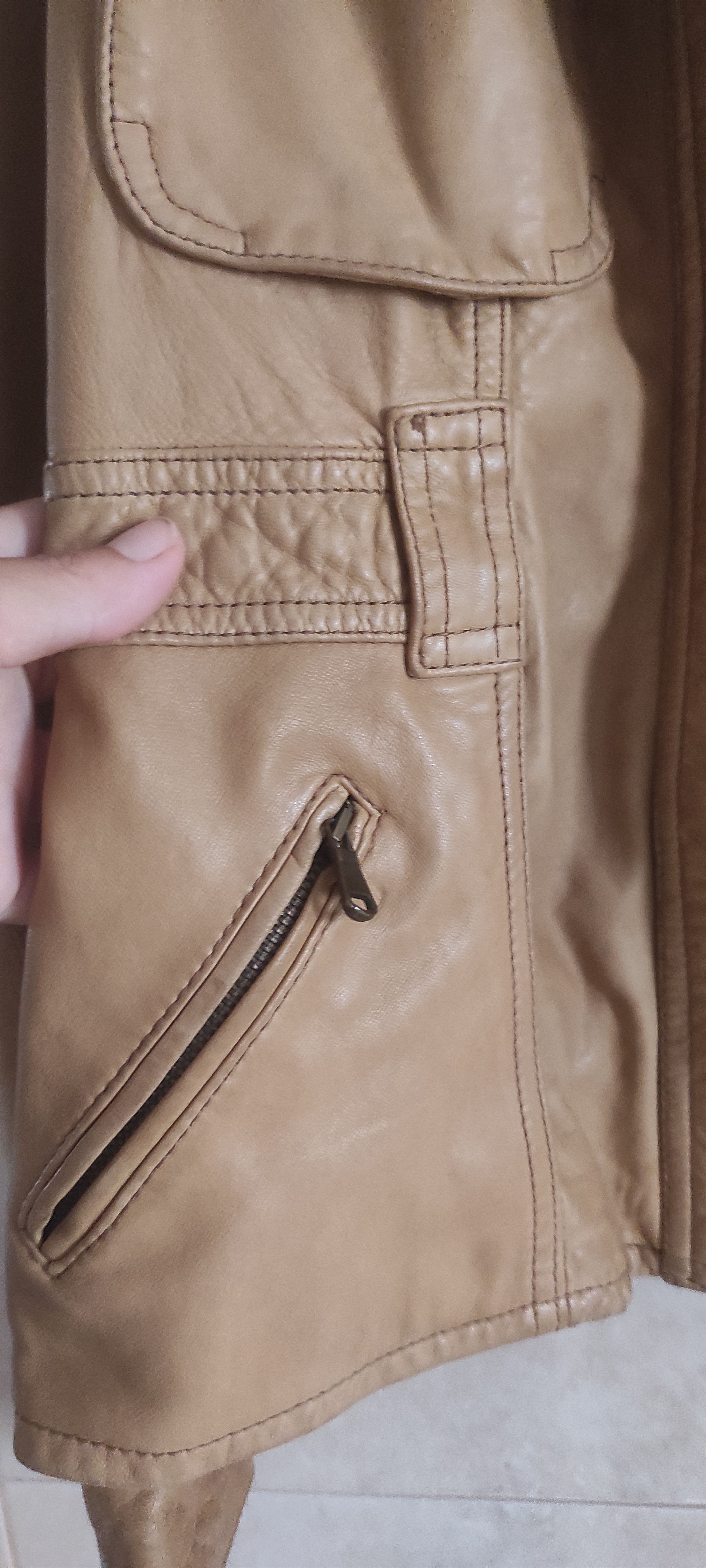 Massimo Dutti Massimo Dutti Sheepskin Soft Leather Tan Moto Jacket Size S / US 4 / IT 40 - 13 Thumbnail