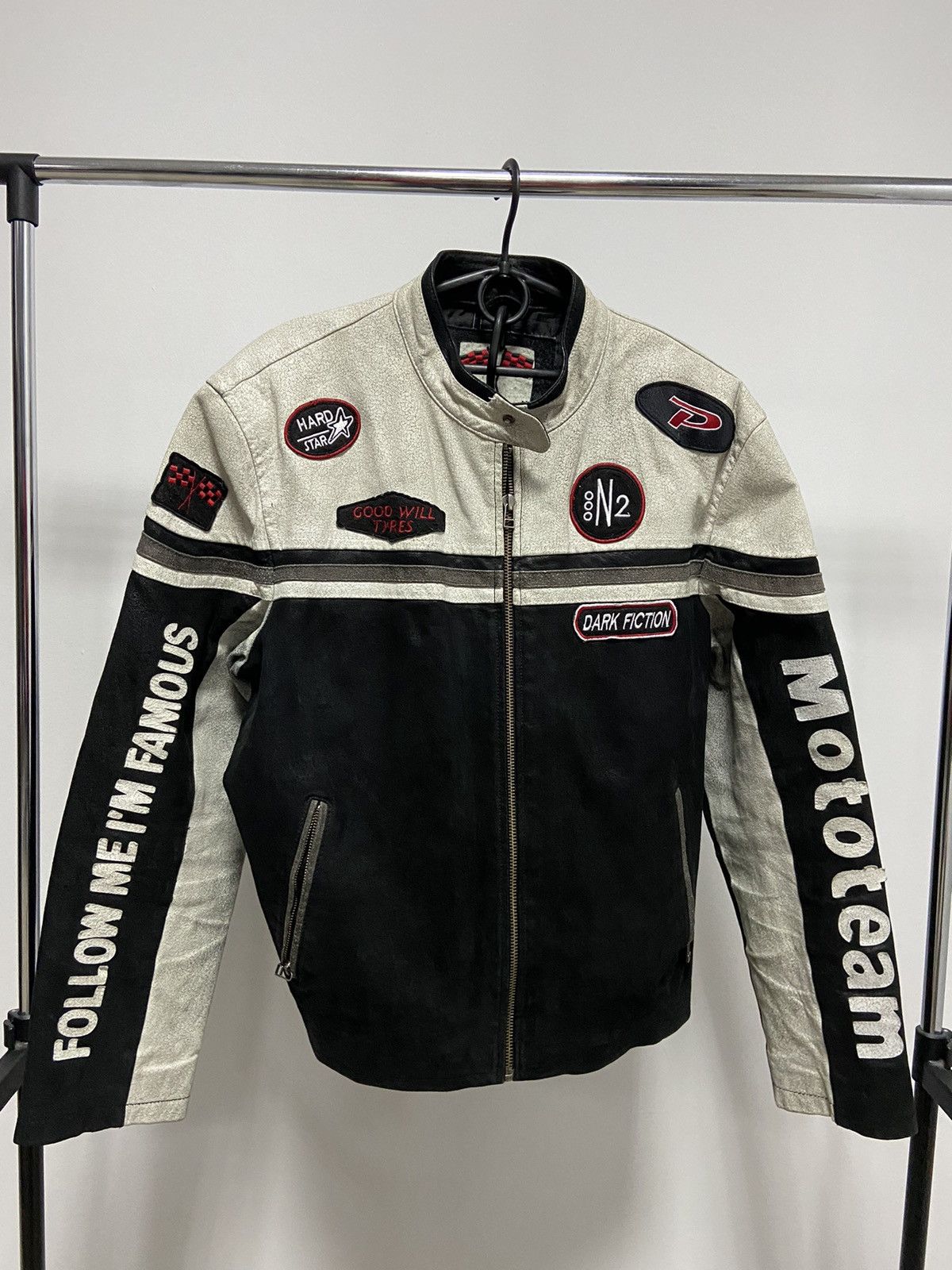 Vintage Moto team leather jacket follow me I'm famous big logo Size US XXL / EU 58 / 5 - 1 Thumbnail