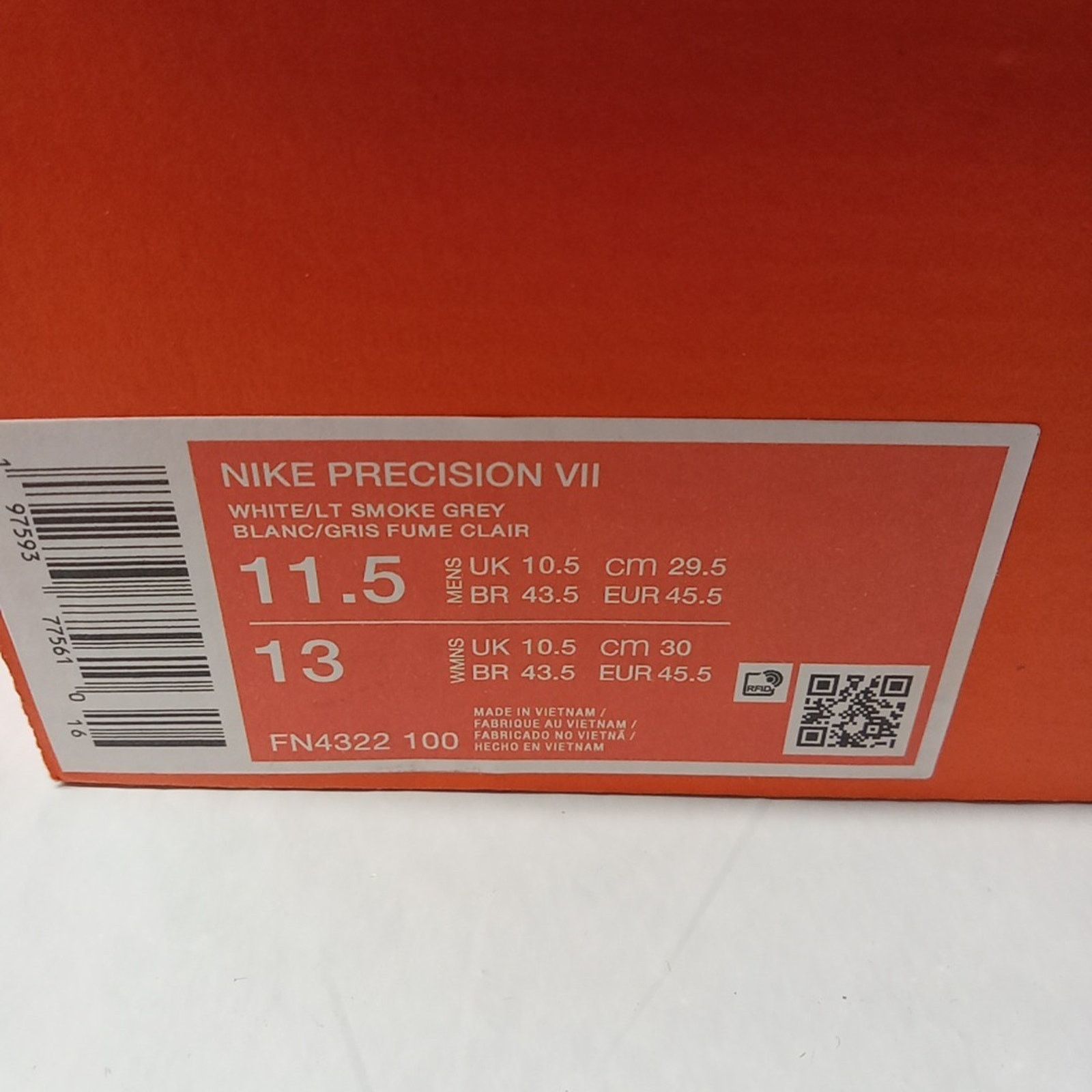 Nike Men’s 11.5 Nike Precision VII Basketball Sneaker White Grey Size US 11.5 / EU 44-45 - 8 Thumbnail