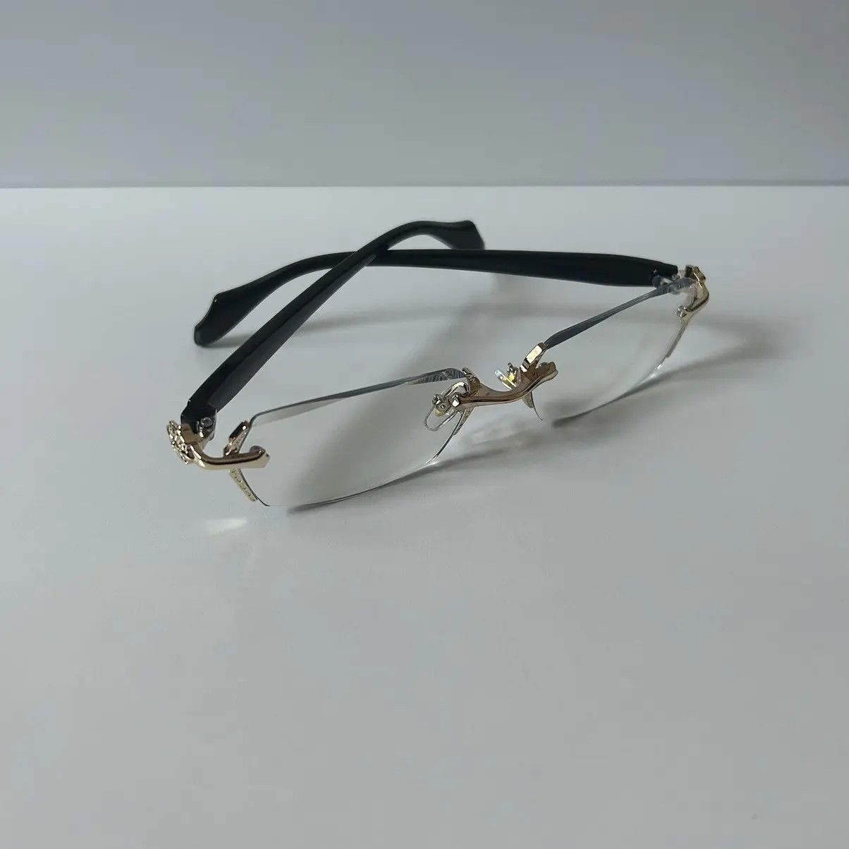 Japanese Brand × Vintage 90s Y2K retro style black frame gold cross rimless glasses Size ONE SIZE - 6 Thumbnail