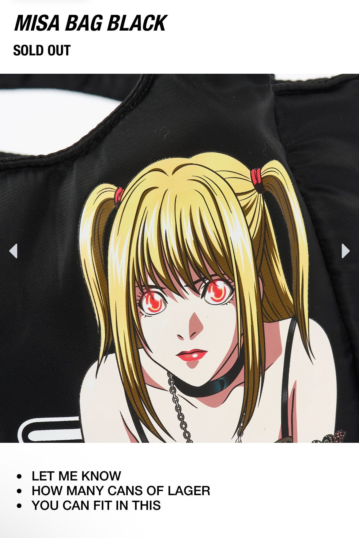 Other PALACE DEATHNOTE MISA BAG Size ONE SIZE - 4 Thumbnail