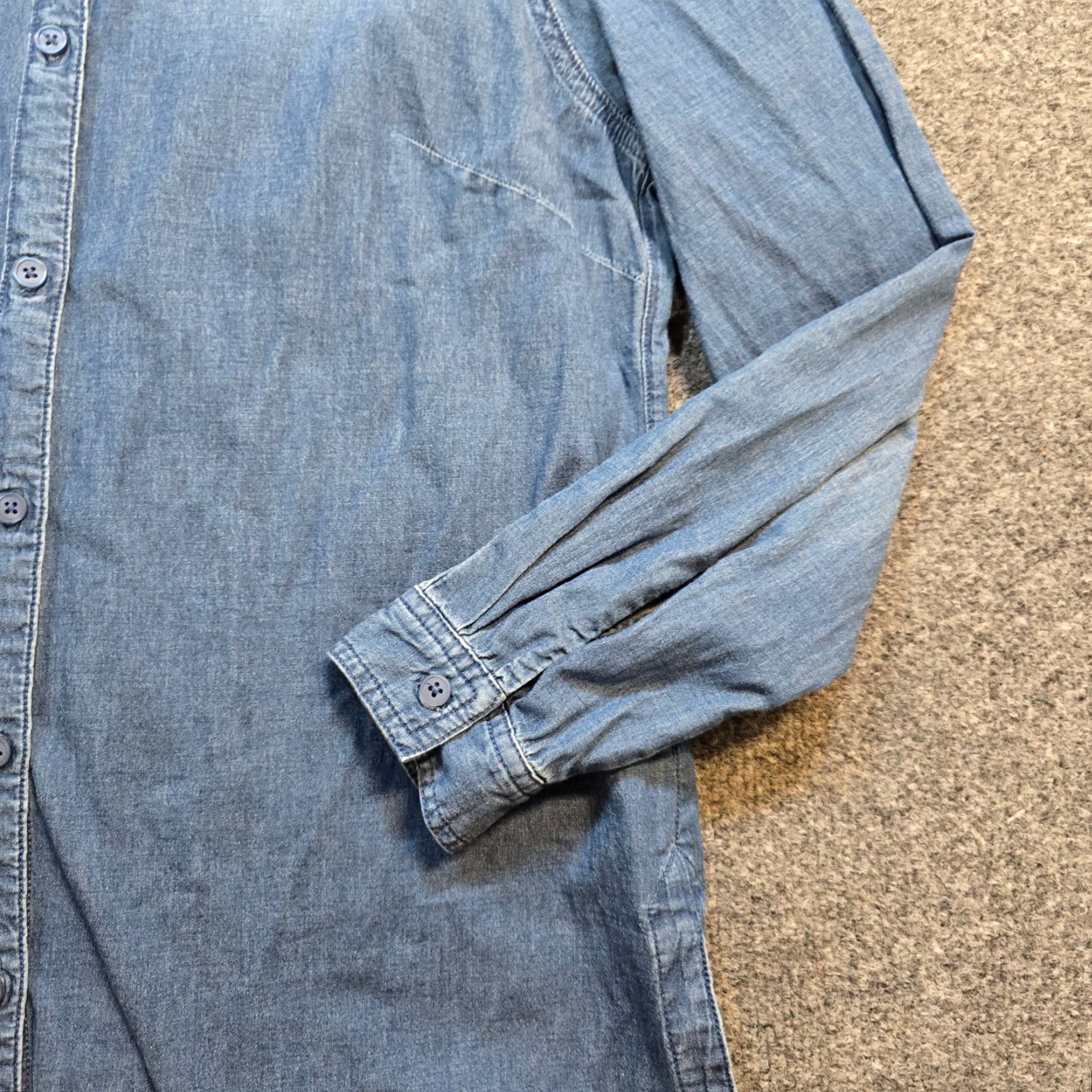 Denime Betabrand Shirt Womens Medium Blue Denim Chambray Button Long Sleeve Casual Size M / US 6-8 / IT 42-44 - 4 Thumbnail