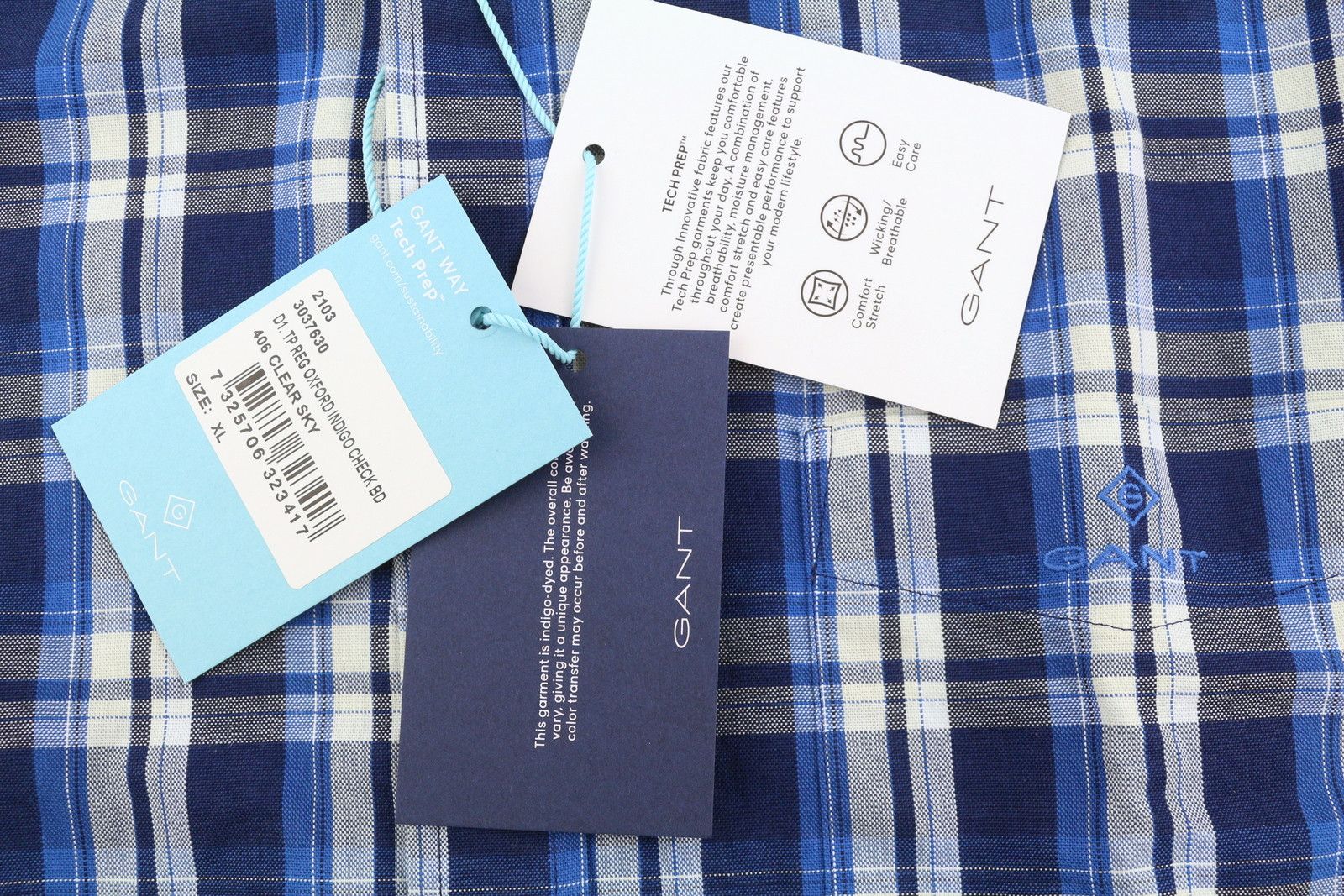 Gant TECH PREP OXFORD CHECK XL Blue Button-Down Shirt 87489 Size US XL / EU 56 / 4 - 11 Thumbnail