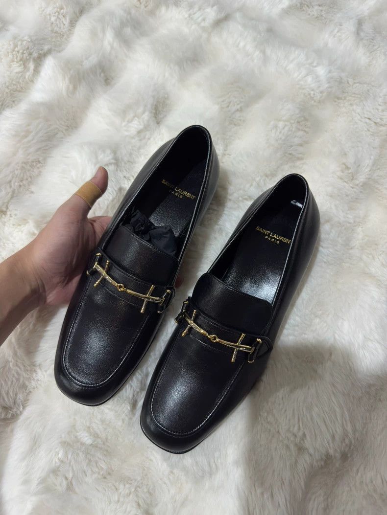 Saint Laurent Paris Saint Laurent Paris Black Gold Loafers shoes Size US 8 / EU 41 - 4 Thumbnail
