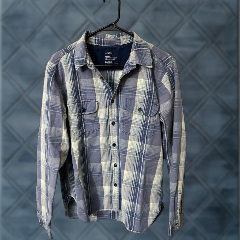 Gap Gap Mens Medium Blue Plaid Button Up Shirt Cotton Long Sleeve Collared Mens Size US M / EU 48-50 / 2 - 1 Thumbnail