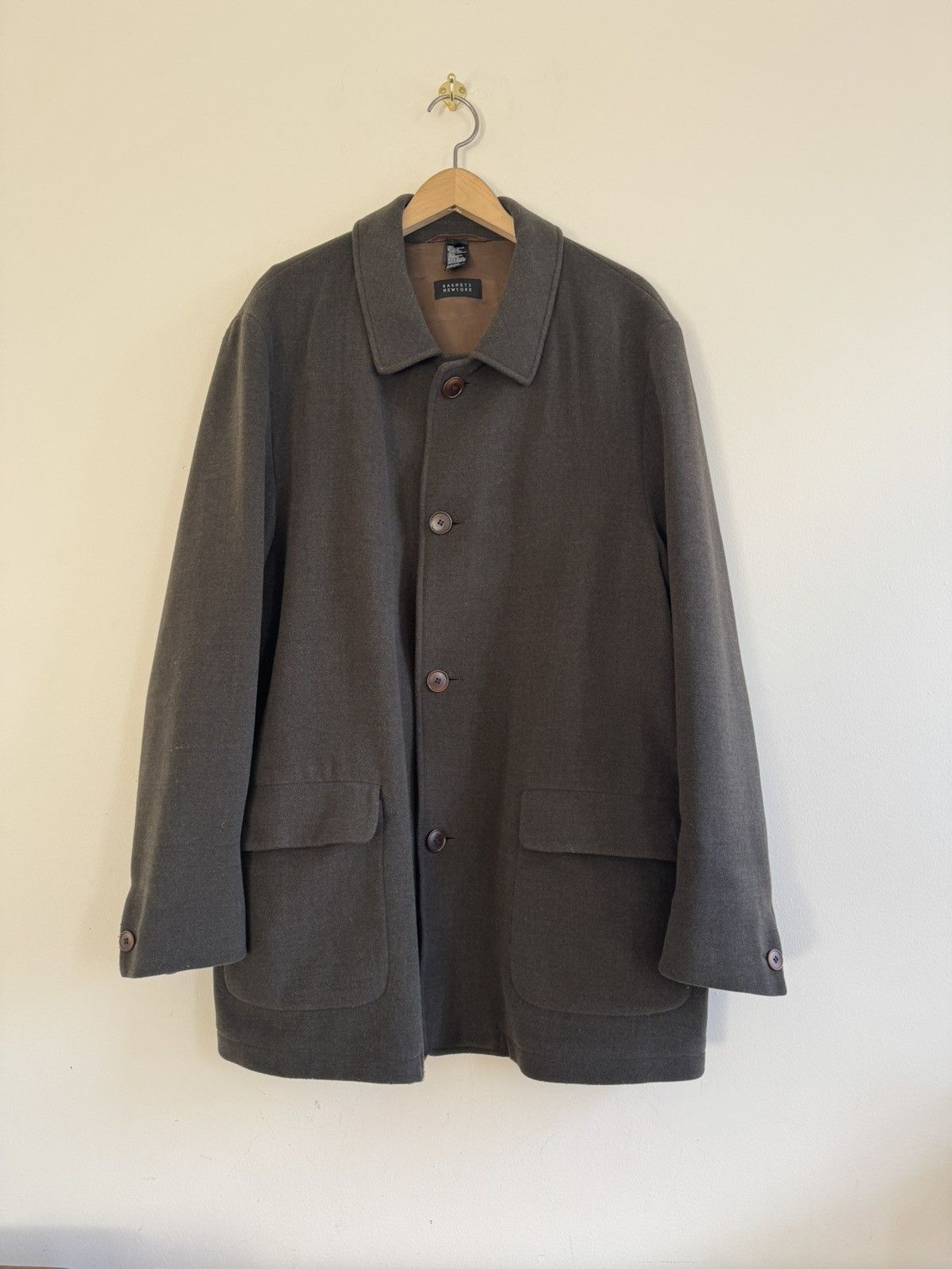 Barneys New York Overcoat Olive Brown Germany Polyester Car Coat Size US L / EU 52-54 / 3 - 1 Thumbnail