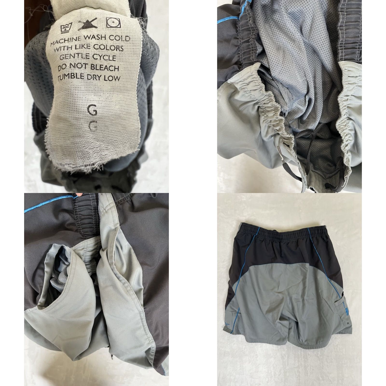 Nike VINTAGE Nike Swim Trunk Shorts L Gray Blue 90s Surf Mens Men Logo Size US 33 - 8 Thumbnail