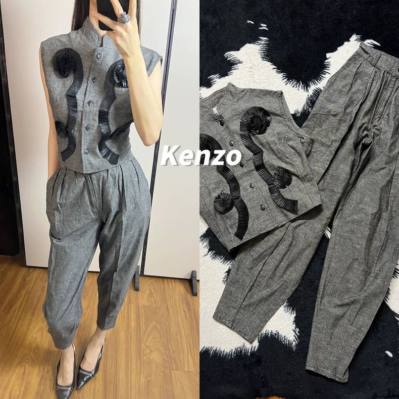 Kenzo Kenzo 90s Linen Blend Vest & Pants Set - dmc Size US 36 / EU 52 - 1 Thumbnail