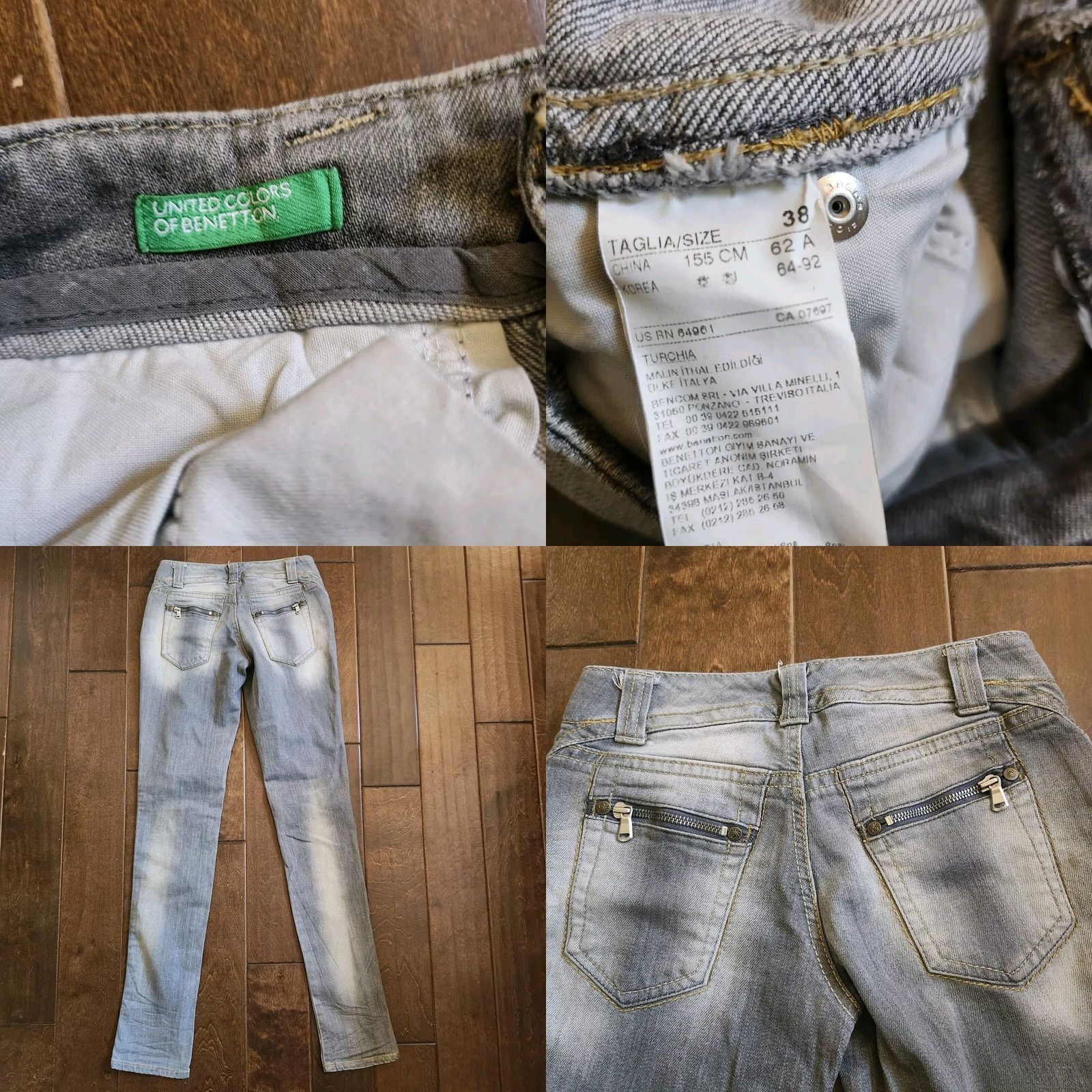 United Colors Of Benetton United Colors Of Benetton Jeans Men Gray Back Zip Pockets Denim Slim 38 Regular Machine Washable Straight 34in Inseam Mens Size US 38 / EU 54 - 9 Thumbnail