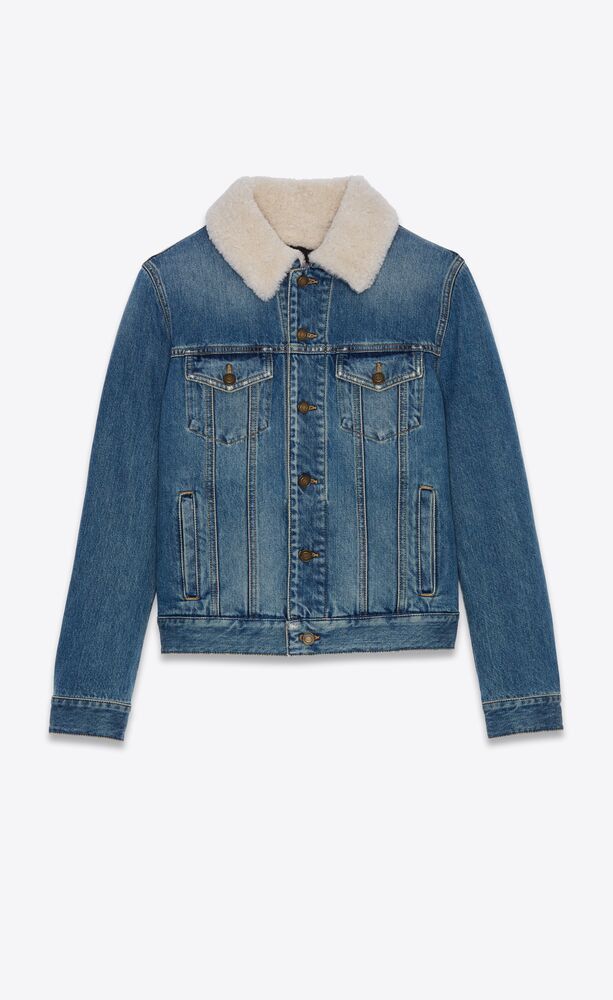 Saint Laurent Paris o1s1wg110924 Boyfriend Jacket in Used '70s Denim in Blue Size S / US 4 / IT 40 - 1 Thumbnail
