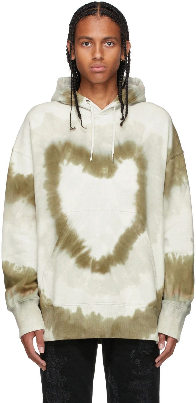 Givenchy Green And White Tie Dye Heart Logo Oversized Hoodie Size XS / US 0-2 / IT 36-38 - 2 Thumbnail