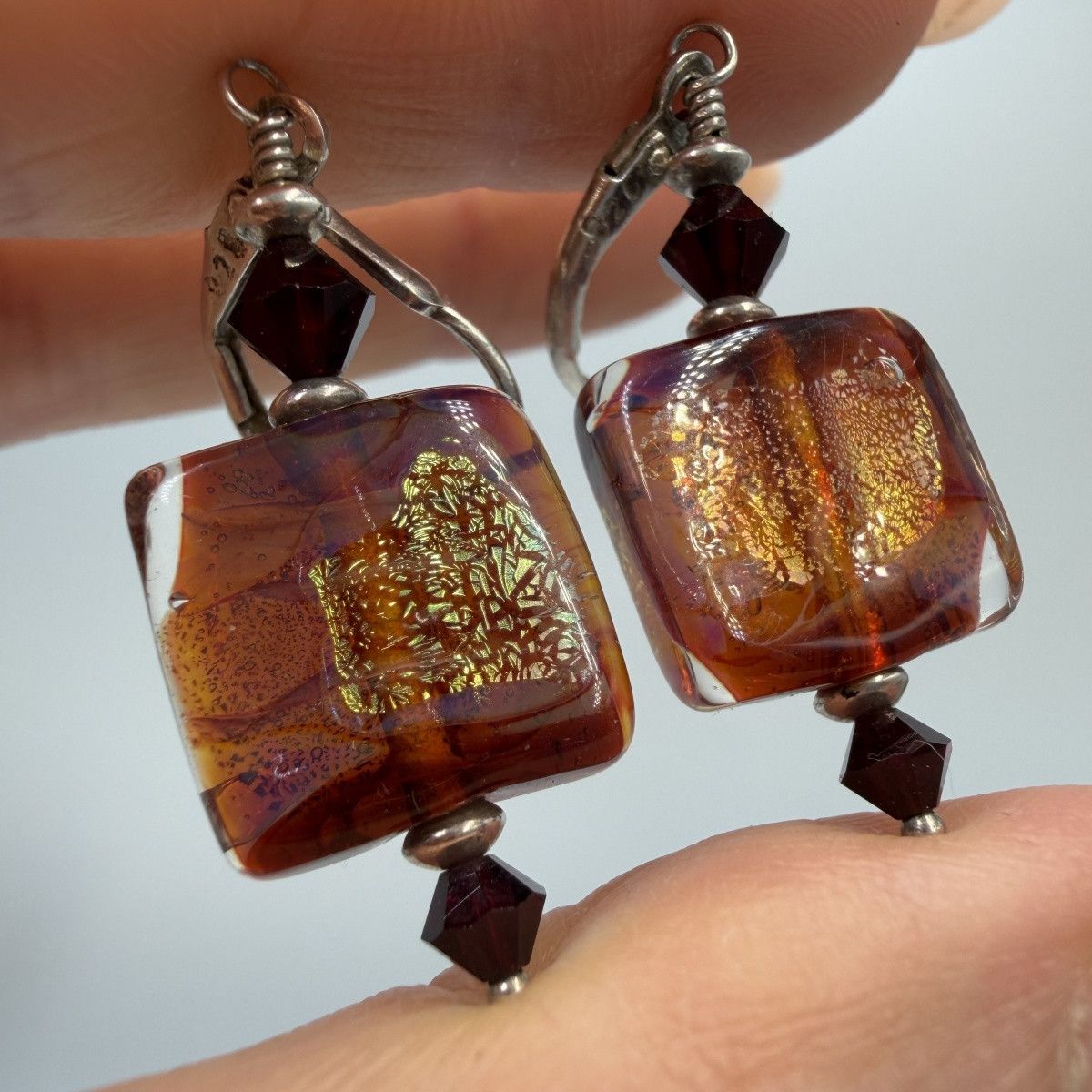 Vintage Vintage Murano Glass 925 Sterling Silver Earrings Dangle Size ONE SIZE - 9 Thumbnail