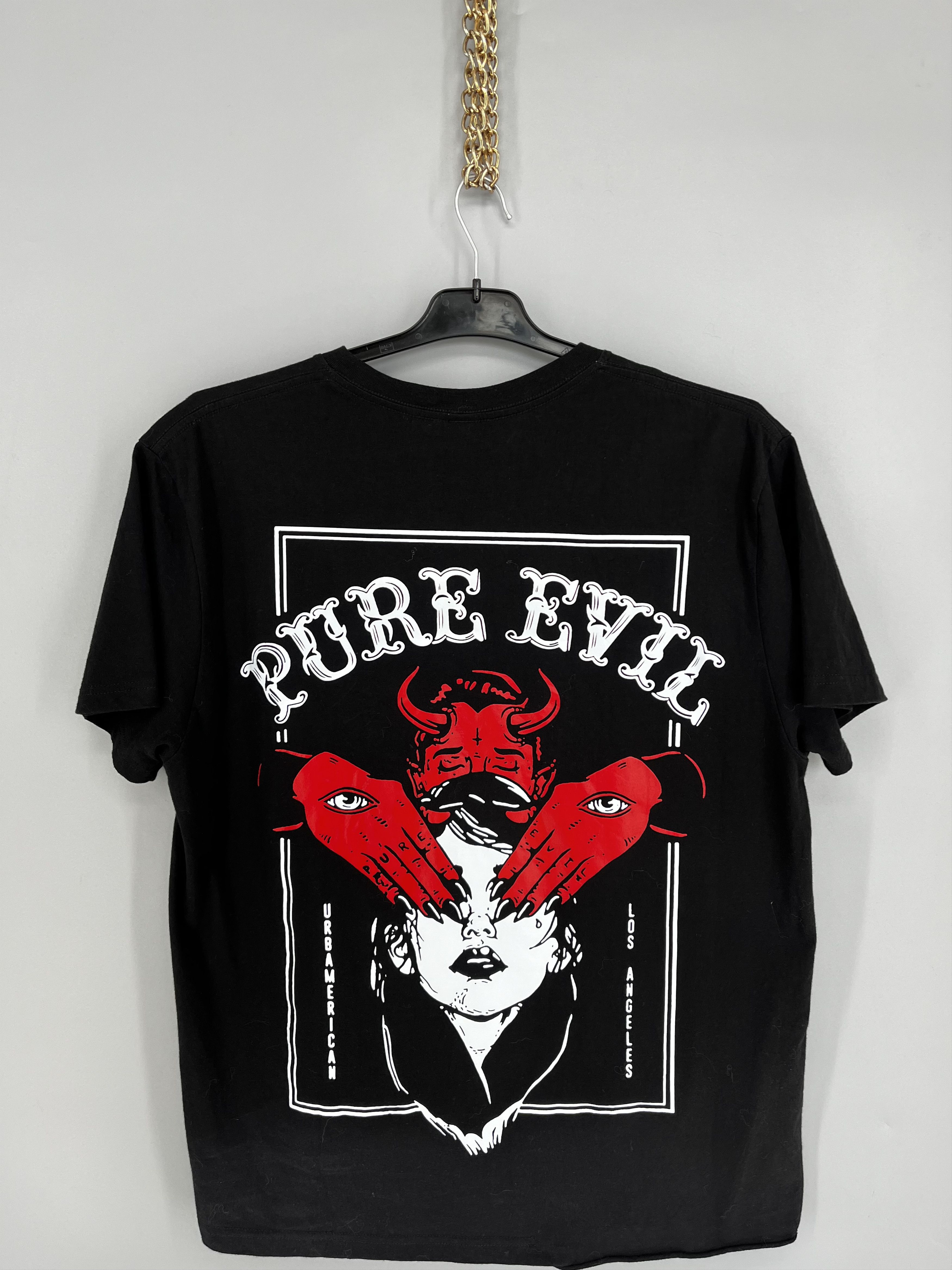 Other Vintage Y2K Urbamerican Pure Evil Black T-Shirt Size US L / EU 52-54 / 3 - 4 Thumbnail