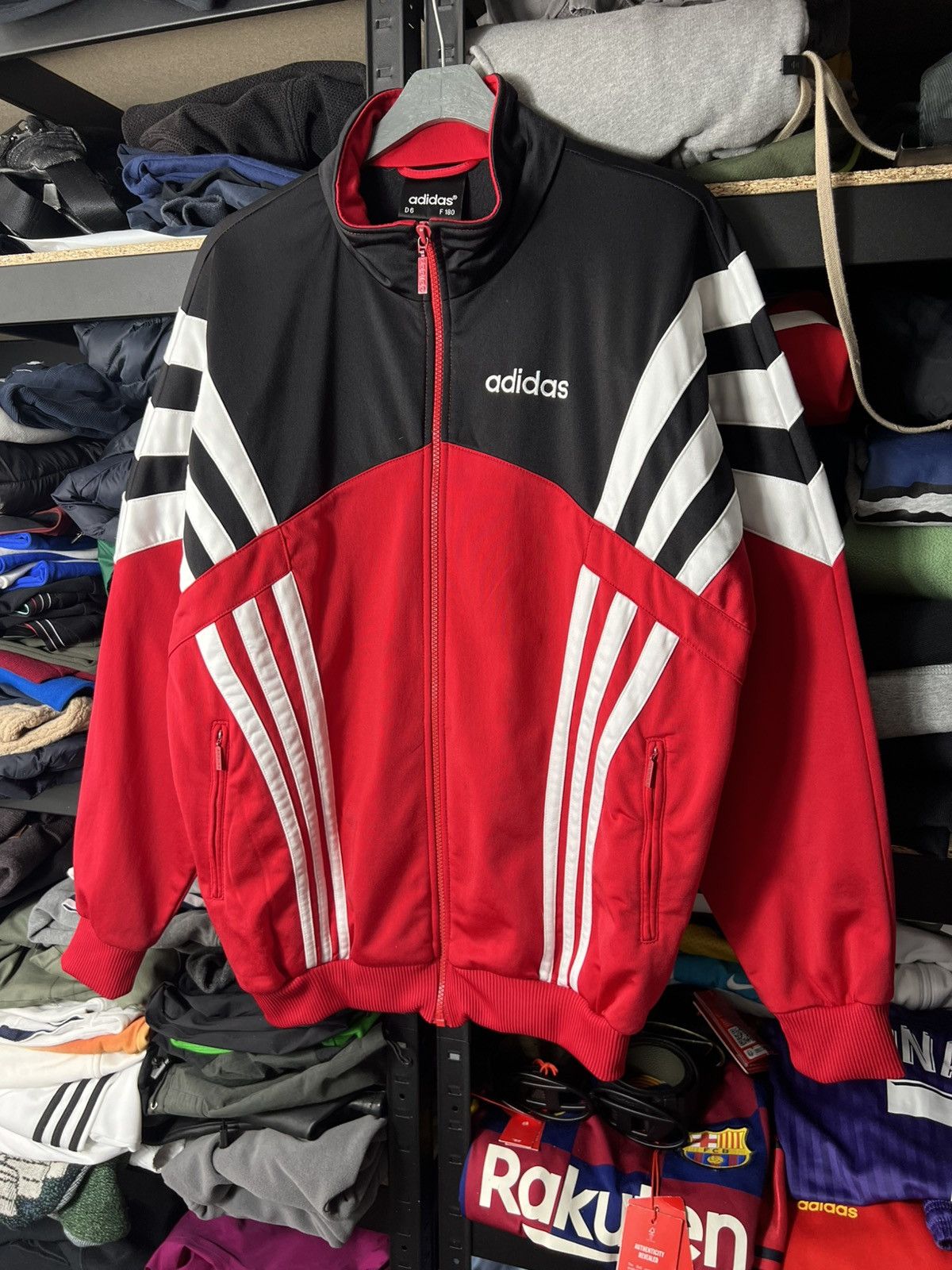 Adidas Vintage Adidas Track Jacket Red Black 90s Three Stripes Size US M / EU 48-50 / 2 - 3 Thumbnail