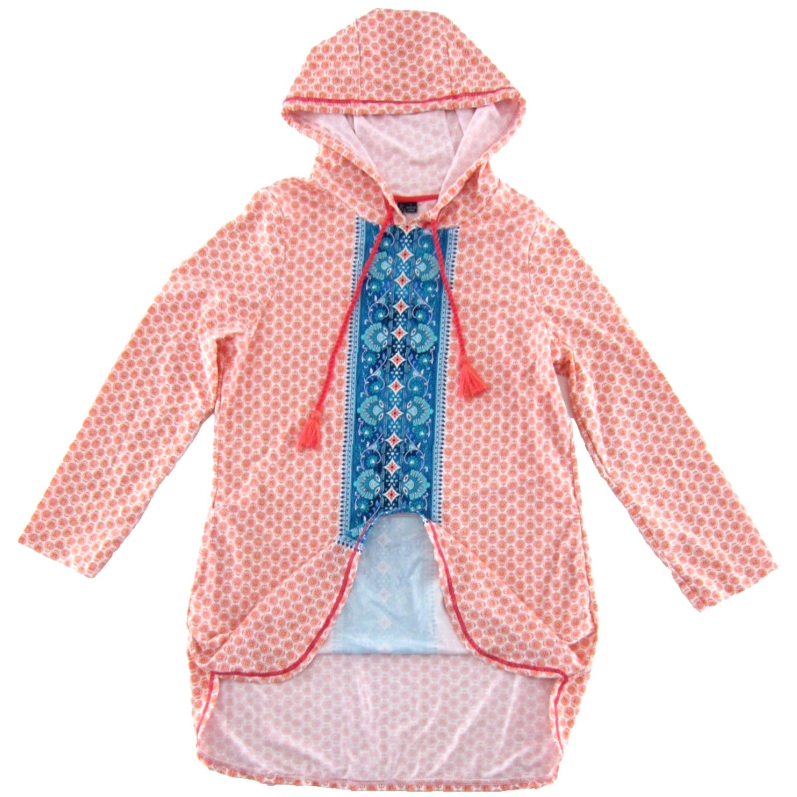 AQUA AQUA ET SOL Orange White Blue Paisley Floral Long Sleeve Pocket Hooded Dress L Mens Women Size L / US 10 / IT 46 - 5 Thumbnail