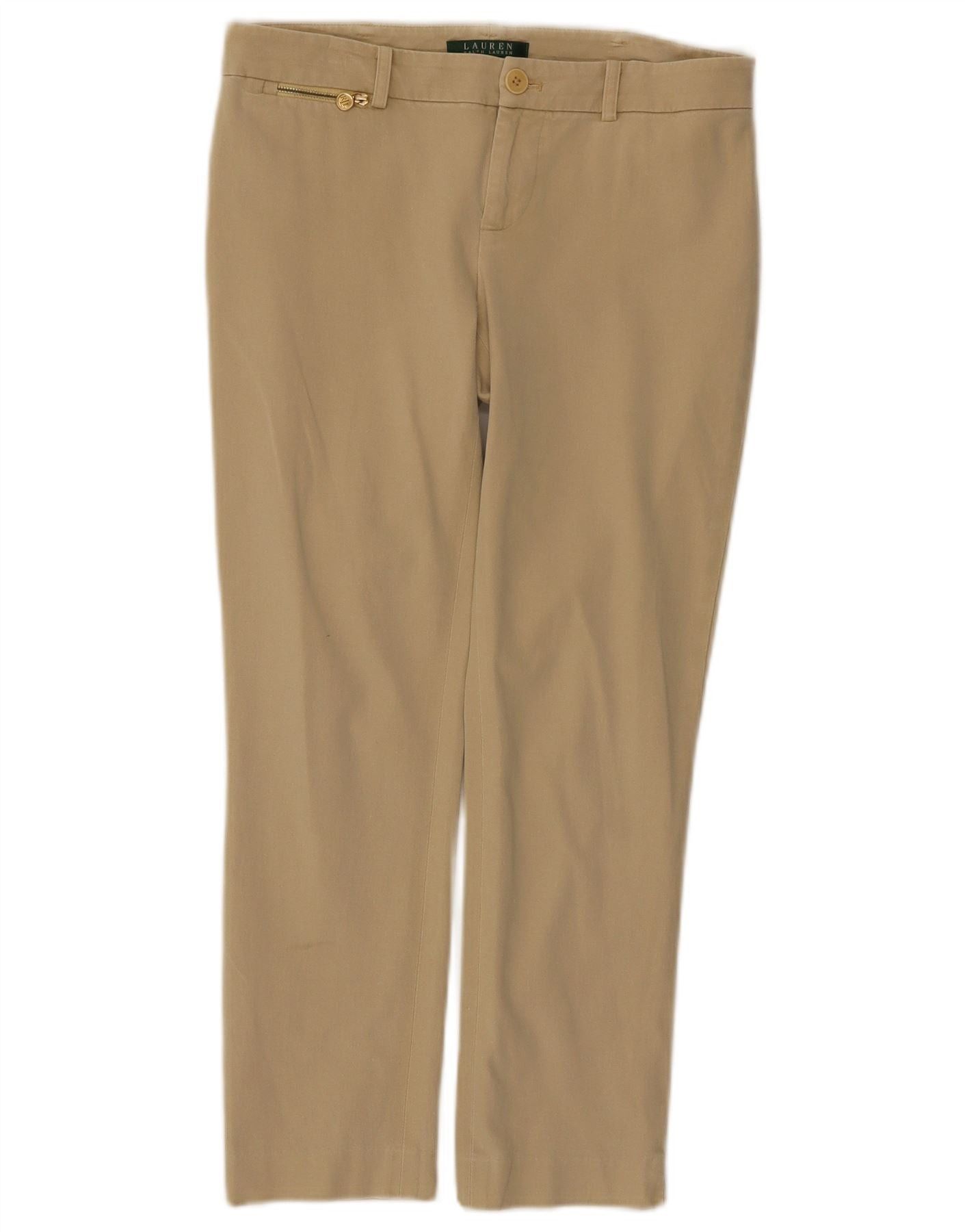 Ralph Lauren Womens Slim Casual Trousers US 2 XS W30 L25 Beige Cotton Size 24" / US 00 / IT 34 - 1 Thumbnail