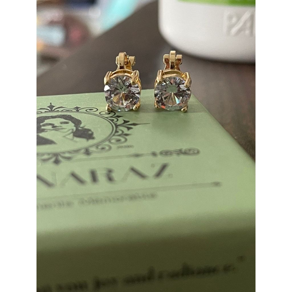 Unknown London Thunaraz 14K Zirconia Gold Clip On Earrings Hypoallergenic Size ONE SIZE - 2 Thumbnail