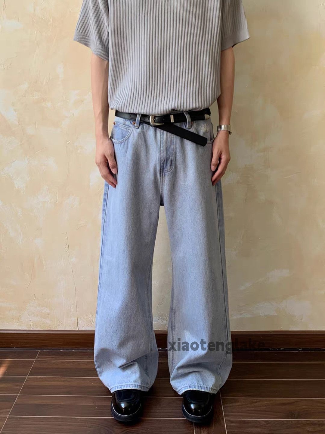 Jean xz distressed washed faded loose baggy hiphop jeans Size US 33 - 3 Thumbnail