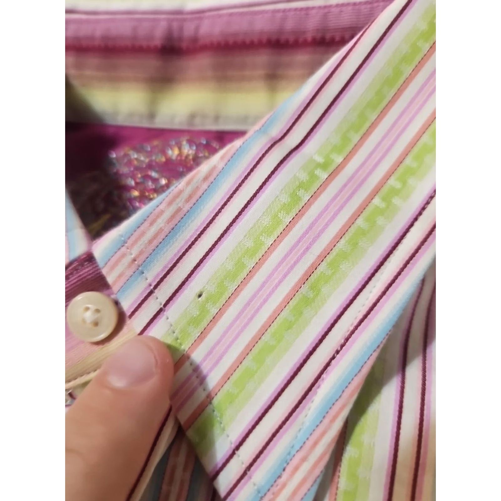 Robert Graham Robert Graham Shirt Men's Medium Multicolor Striped Long Sleeve Button Up Pink Size US M / EU 48-50 / 2 - 6 Thumbnail