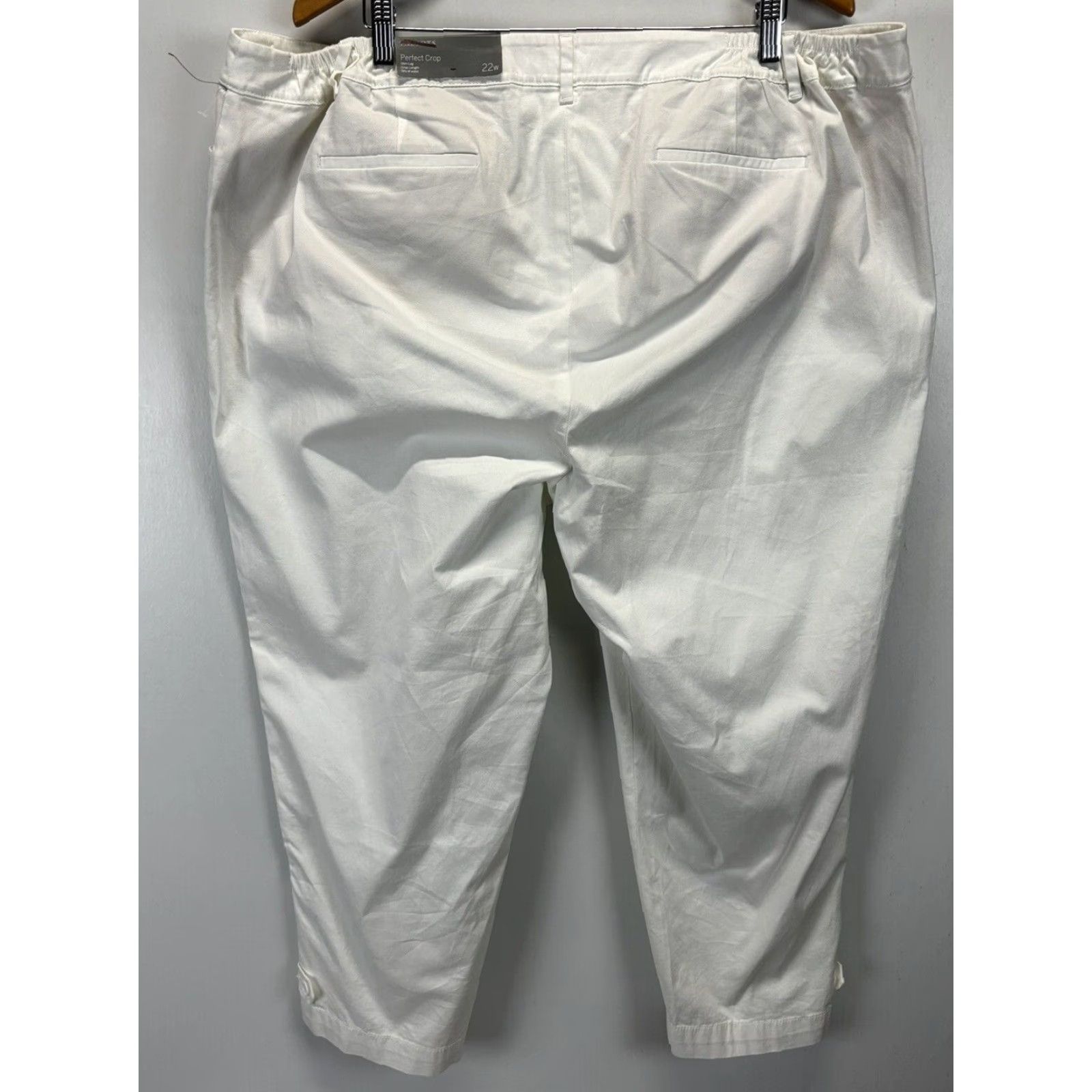 Talbots Talbots Perfect Crop Chino Pants 22W Plus White Slim Ankle Button Womens Size 40" / US 18 - 3 Thumbnail