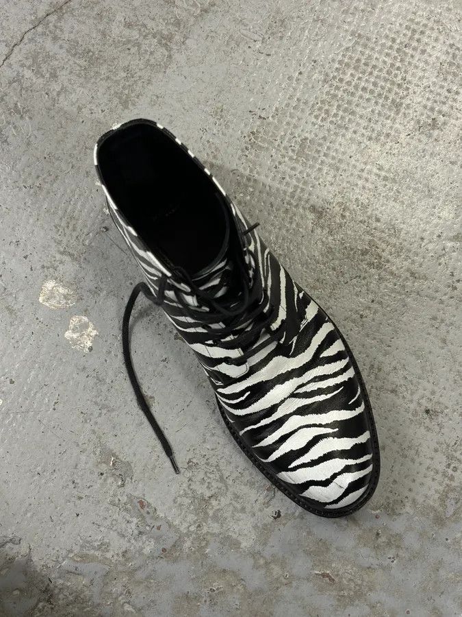 Saint Laurent Paris SS2014 Saint Laurent Black Zebra Leather Boots by Hedi Slimane Size US 8 / EU 41 - 16 Thumbnail