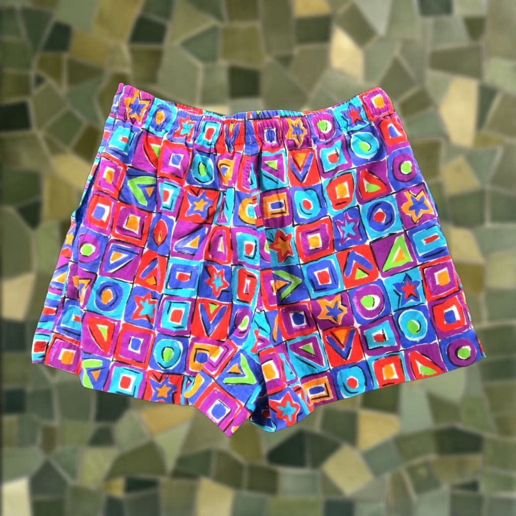 Liz Claiborne VINTAGE Liz Claiborne Sport Pink Blue Green Retro Pocket High Rise Short Women L Size 36" / US 14 / IT 50 - 1 Thumbnail
