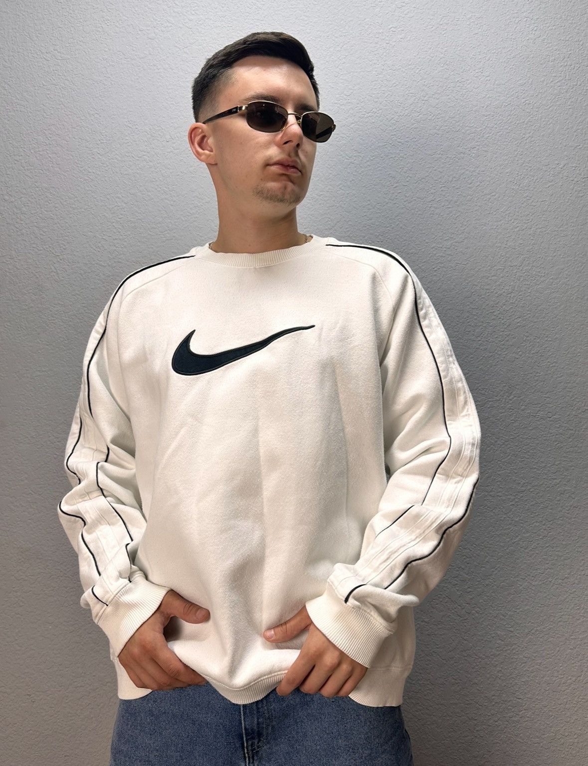 Nike Streetwear Vintage Vintage Sweater Nike faded sweatwear drip blockcore Grailed