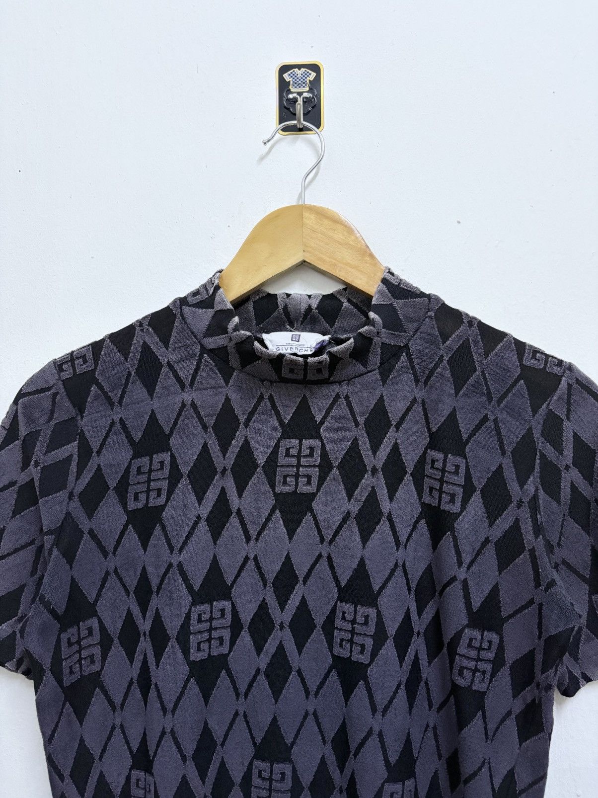 Givenchy Vintage 90's Givenchy Monogram - Argyle Pattern S/S Shirt Size S / US 4 / IT 40 - 3 Thumbnail