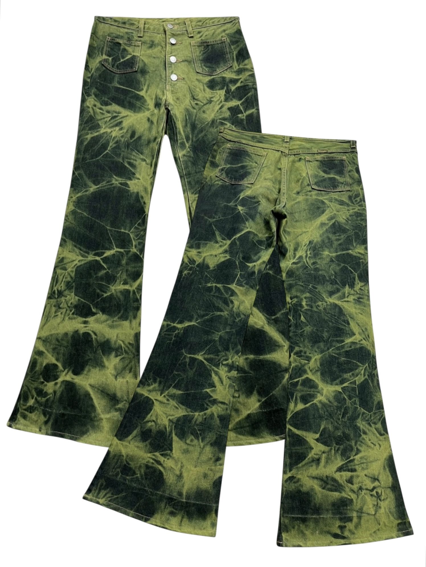 Wrangler 🔥Vintage WRANGLER TieDye Buttonfly Bush Pants Super FLARE Size 30" / US 8 / IT 44 - 1 Thumbnail