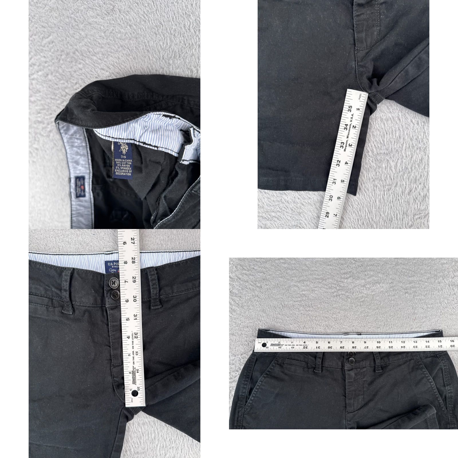 Vintage US Polo Assn Shorts Womens 8 Black Chino Cotton Blend Twill Casual 30x6 Size 30" / US 8 / IT 44 - 8 Thumbnail