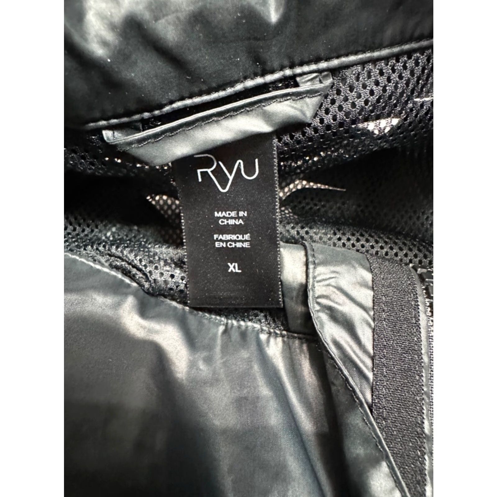 Vintage Ryu Womens Zip Front Jacket XL Black Polyester Lightweight Rolled Hooded Size XL / US 12-14 / IT 48-50 - 7 Thumbnail