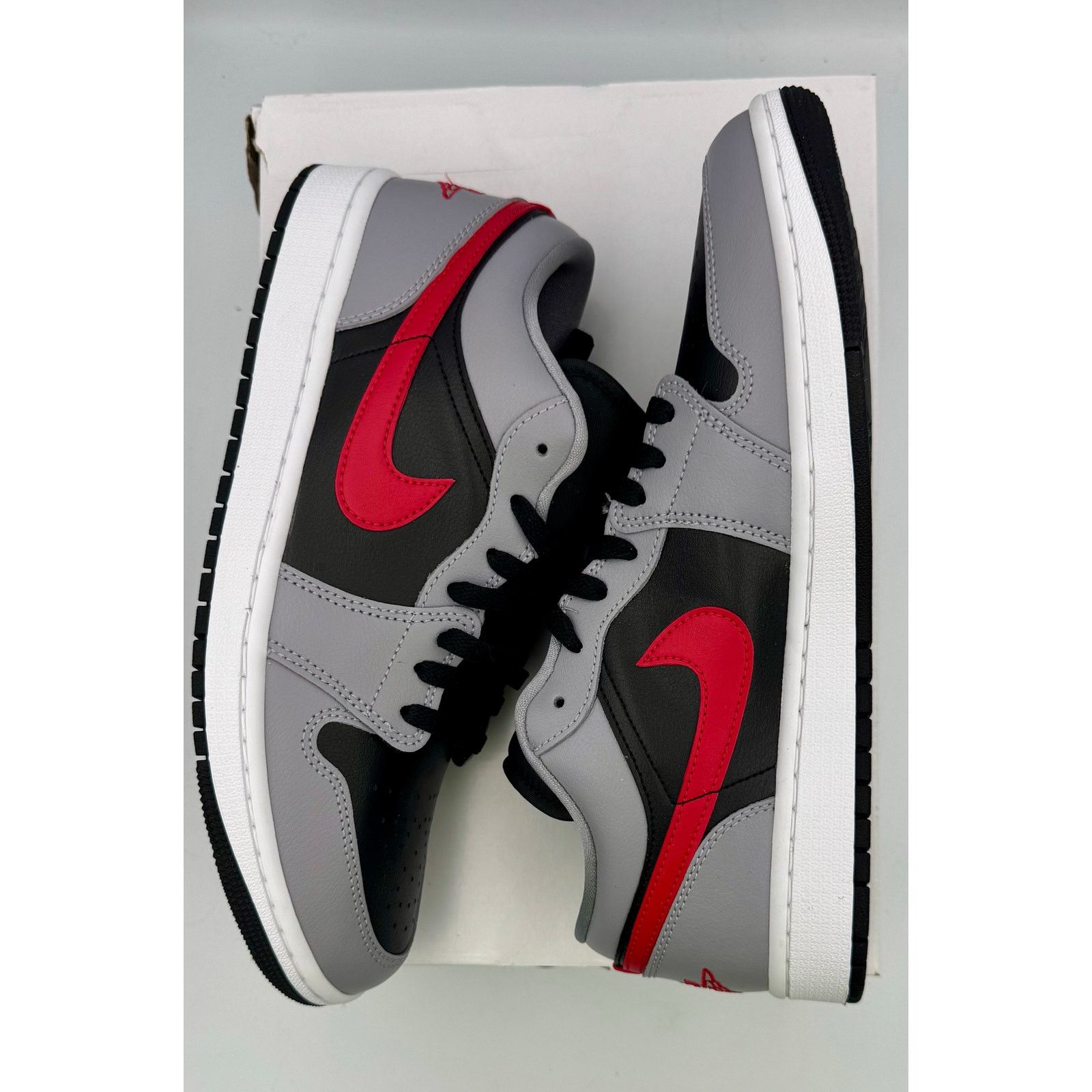 Jordan Brand Nike Air Jordan 1 Low Grey Red Black FZ4183-002 W SZ 11 9.5M Size US 11 / EU 44 - 2 Thumbnail