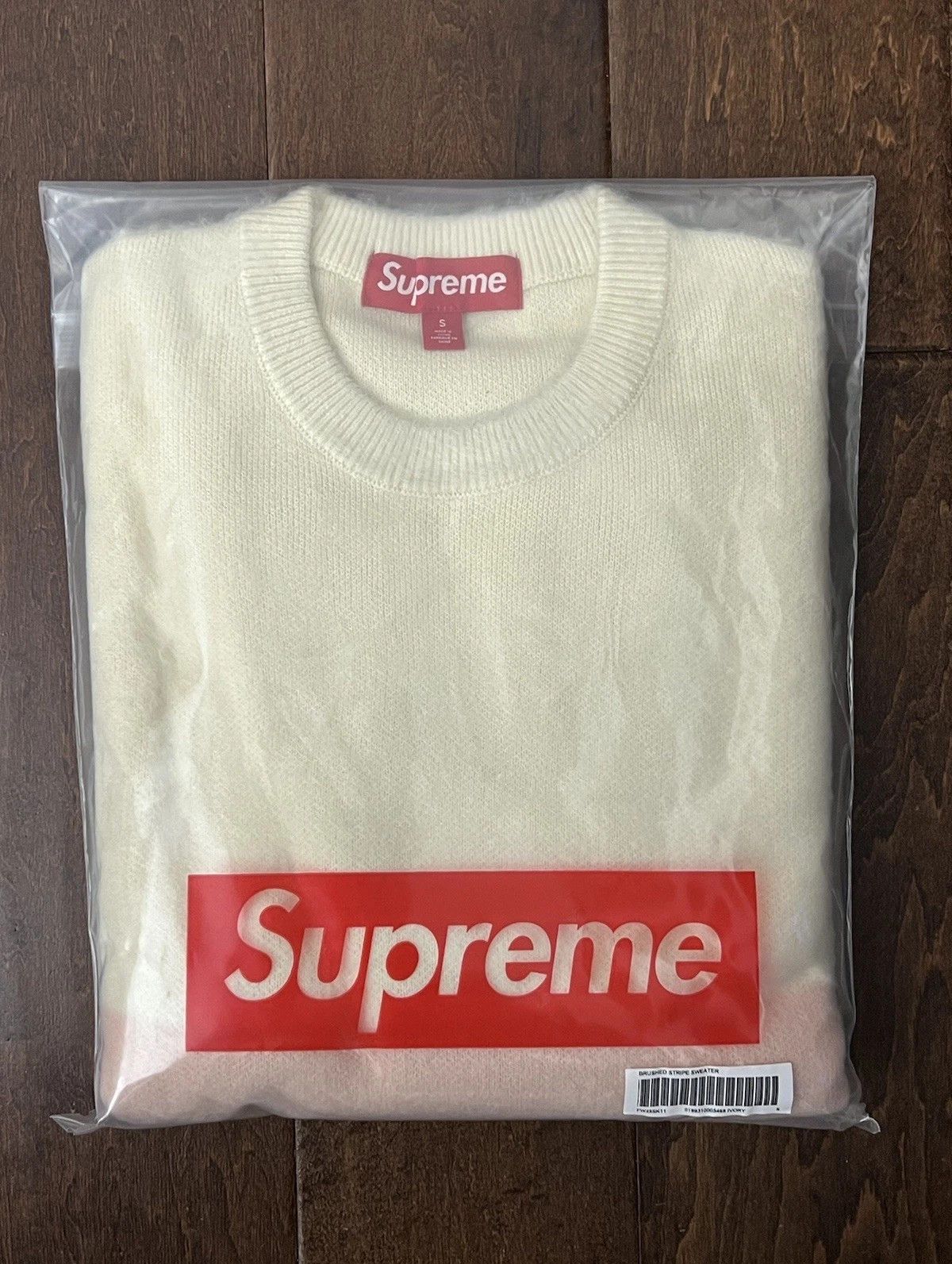 Supreme Supreme FW25 Brushed Stripe Sweater Cream Pink Size S New 