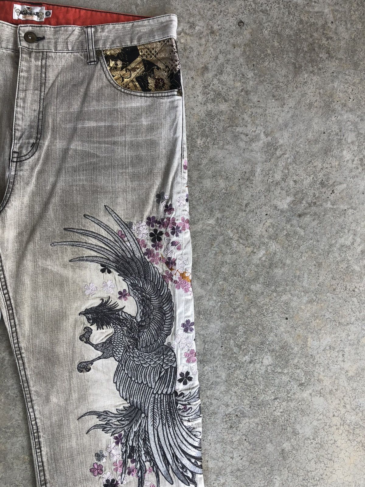 Karakuri Tamashii Karakuri Tamashii Embroidered Phoenix Distressed Size US 37 - 5 Thumbnail