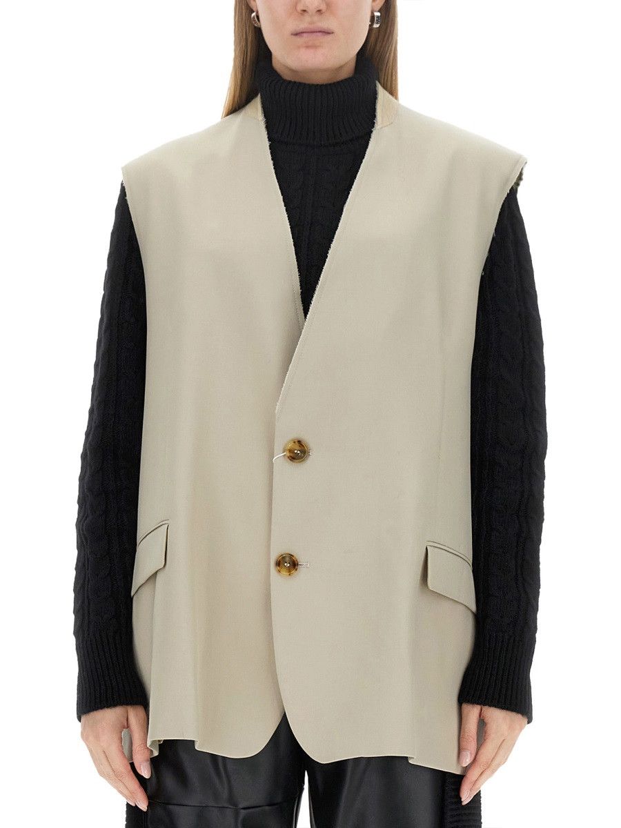 MM6 MM6 SINGLE-BREASTED VEST - BEIGE Size M / US 6-8 / IT 42-44 - 1 Thumbnail