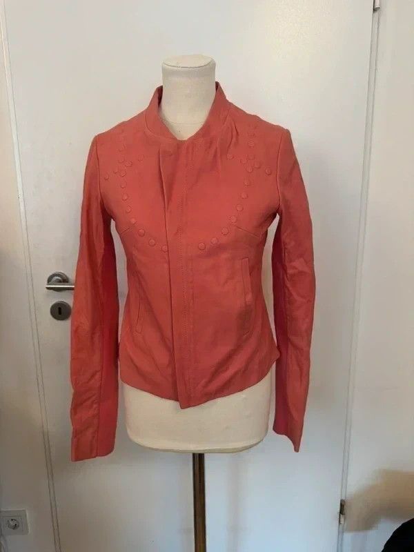 Diesel Women’s DIESEL Leather Jacket in a Vibrant Coral - S. M Size M / US 6-8 / IT 42-44 - 1 Thumbnail