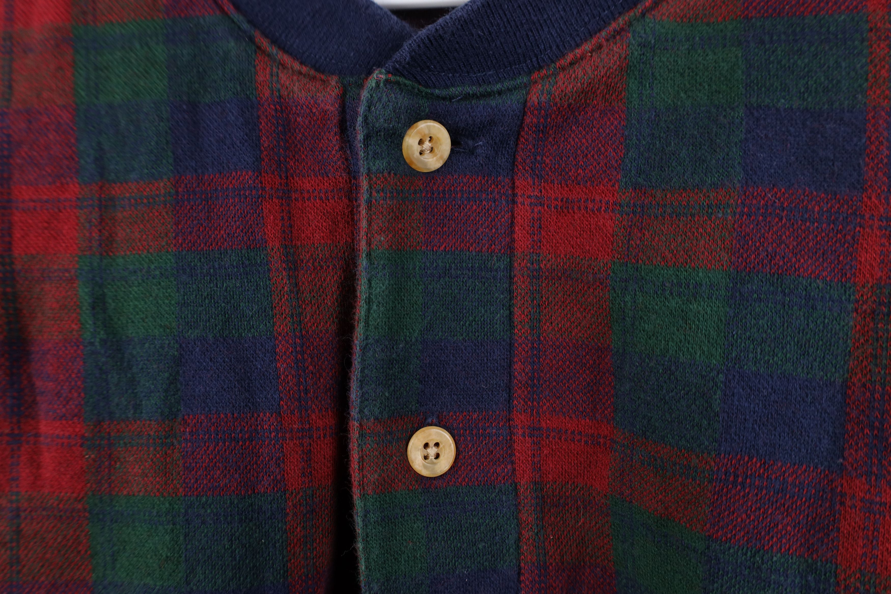 Vintage Vintage 90s Streetwear Flannel Henley T-Shirt Plaid Cotton Size US L / EU 52-54 / 3 - 7 Thumbnail