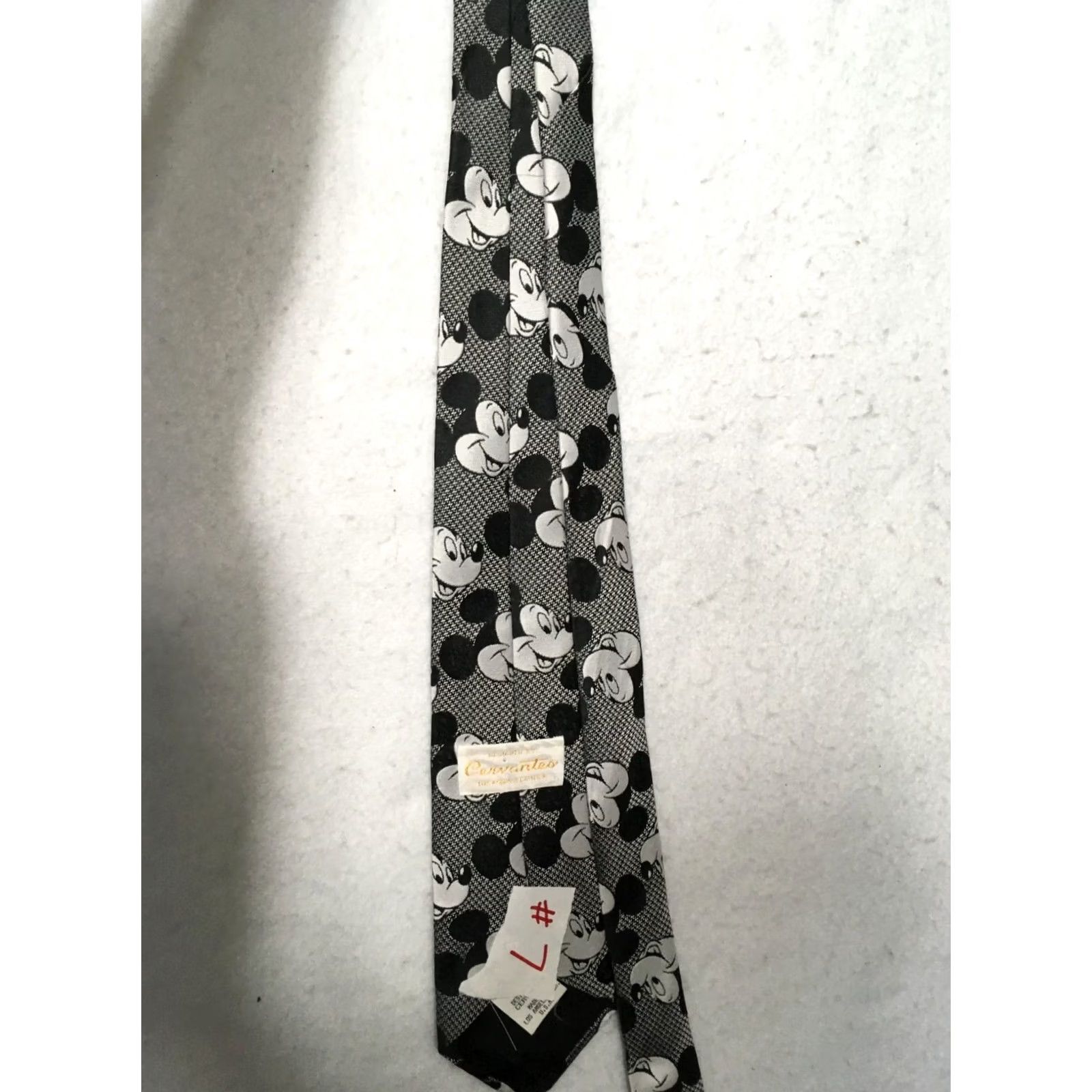 Vintage Disney Mickey Mouse Tie black white polysilk 3.5 Size ONE SIZE - 7 Thumbnail