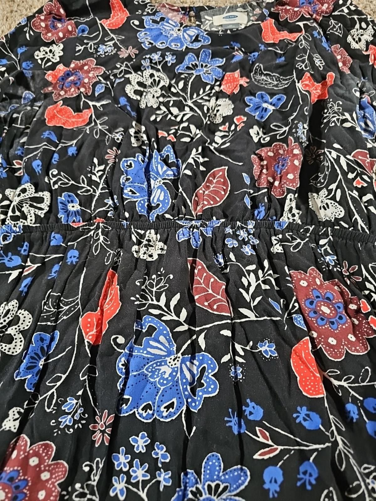Old Navy Old Navy Tunic Shirt Dress Black Floral Lightweight Flowy M Size M / US 6-8 / IT 42-44 - 3 Thumbnail