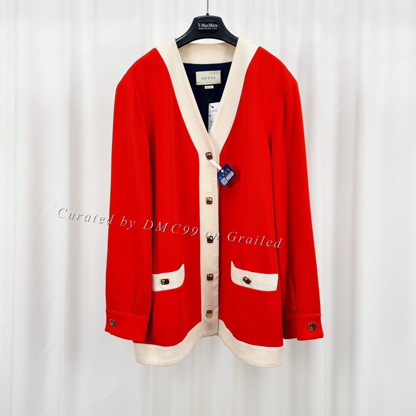 Gucci Gucci White Orange Paneled G Button Cardigan Size US XS / EU 42 / 0 - 1 Thumbnail