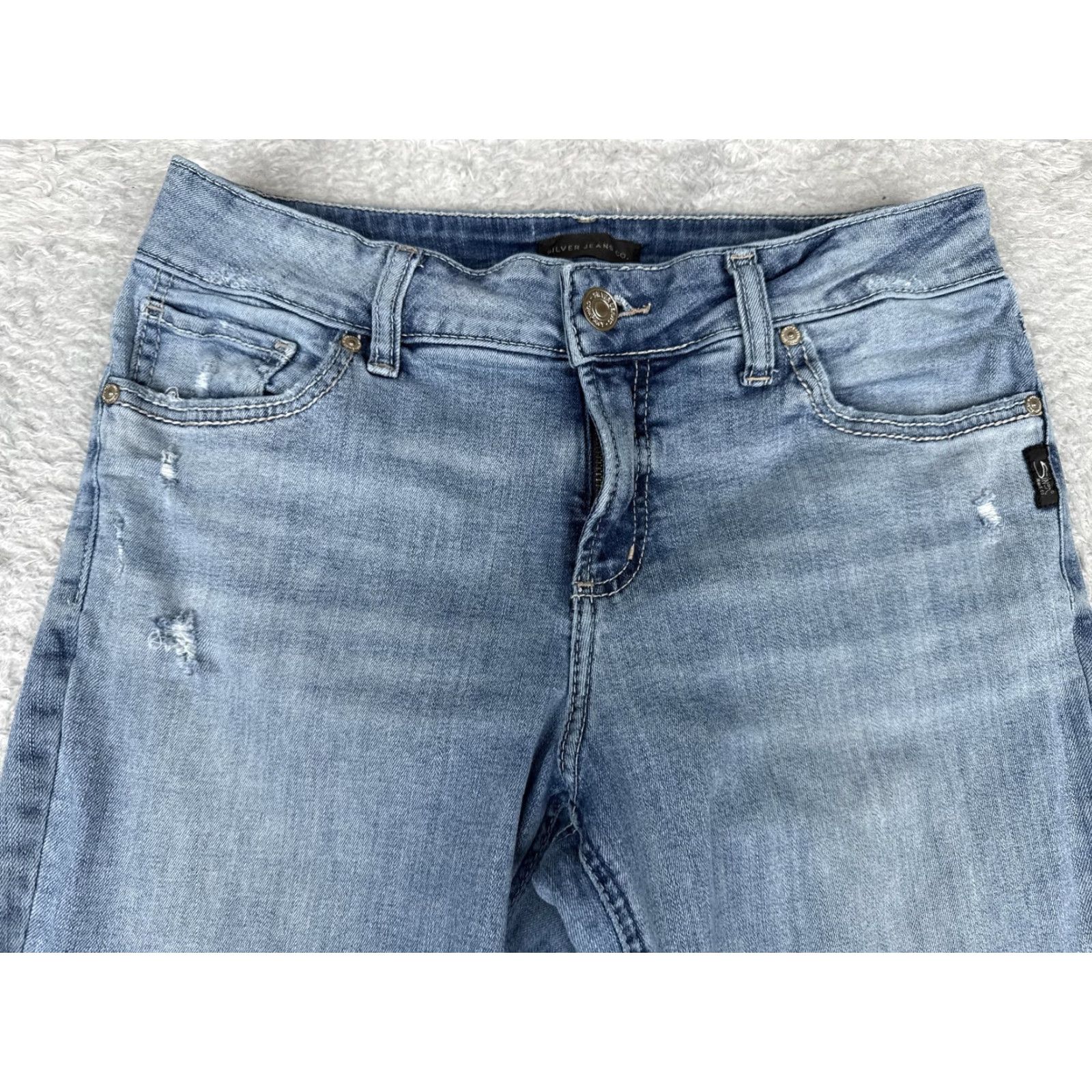 Silver Jeans Co. Silver Jeans Co Slim Boot Jeans Womens 29 Blue Light Wash Mid Rise Stretch 29x31 Size 29" - 4 Thumbnail