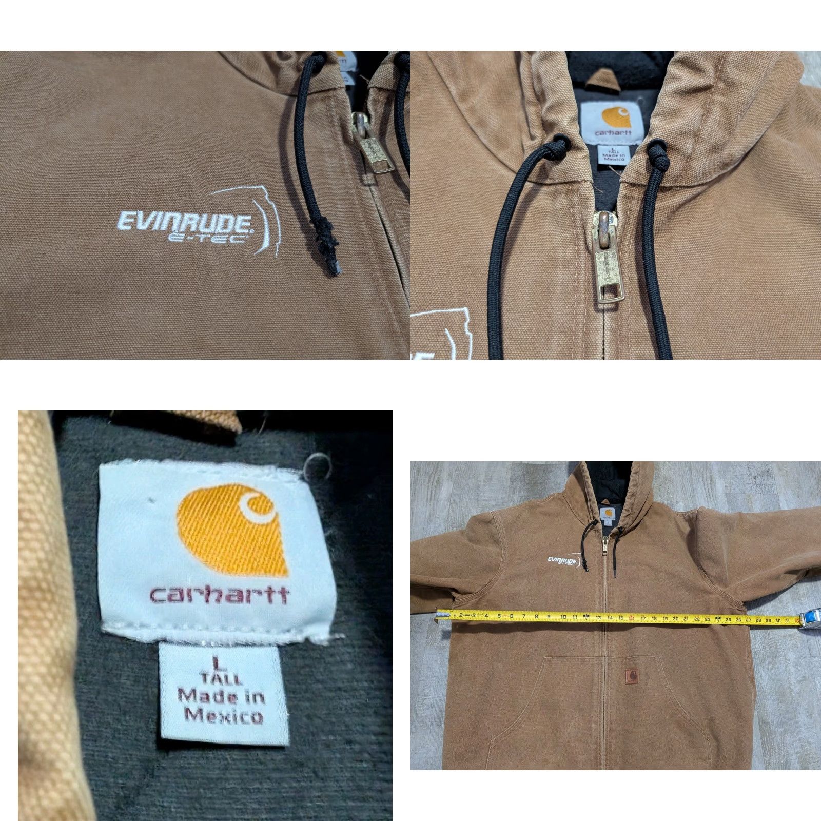 Carhartt Carhartt J130 Tan Duck Quilted Lined Workwear Jacket Men's Large Tall Hooded Size US L / EU 52-54 / 3 - 8 Thumbnail