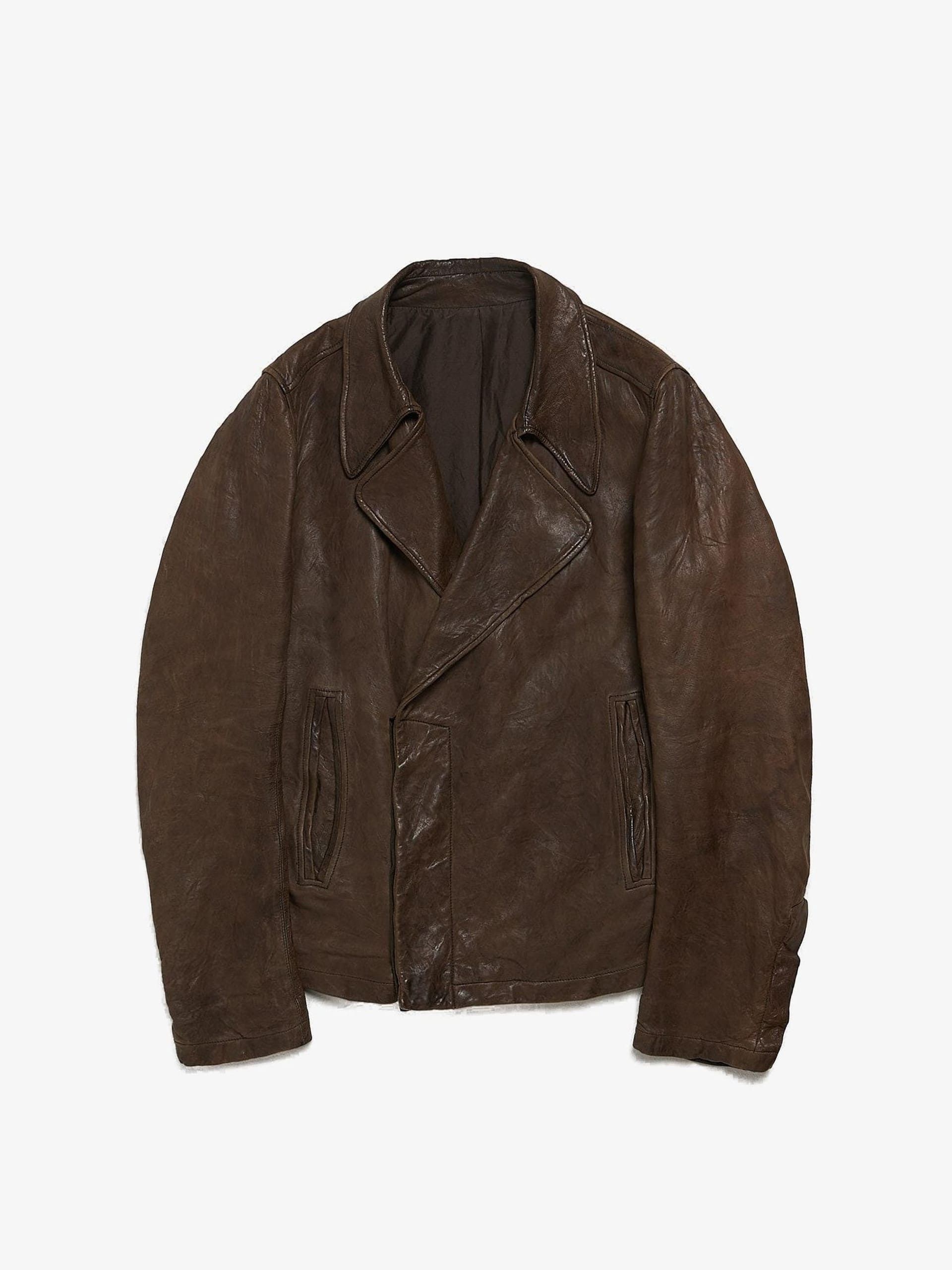 Rick Owens Brown Single Breasted Buttoned Leather Jacket Size US XL / EU 56 / 4 - 1 Thumbnail