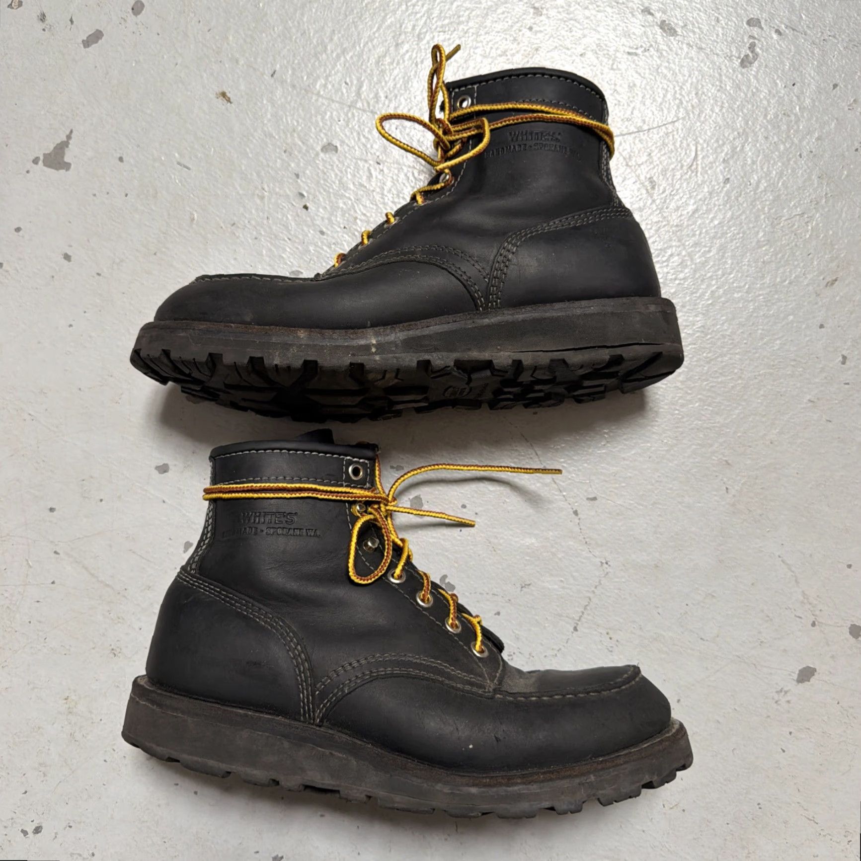Vintage White’s Boots Perry Moc Toe Black Leather Made In USA 8.5 D Mens Work Boots Black Leather Perry Moc Toe USA 8.5 D Size US 9 / EU 42 - 4 Thumbnail