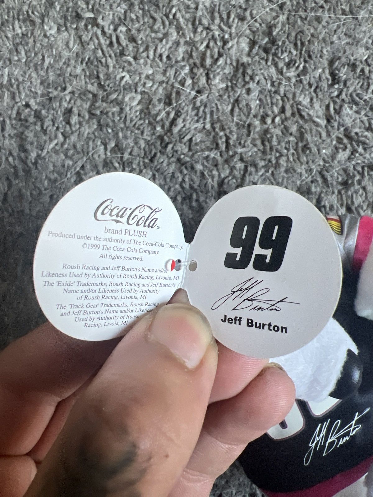 Coca Cola 1999 Coca-Cola NASCAR Jeff Burton Plush Size ONE SIZE - 5 Thumbnail