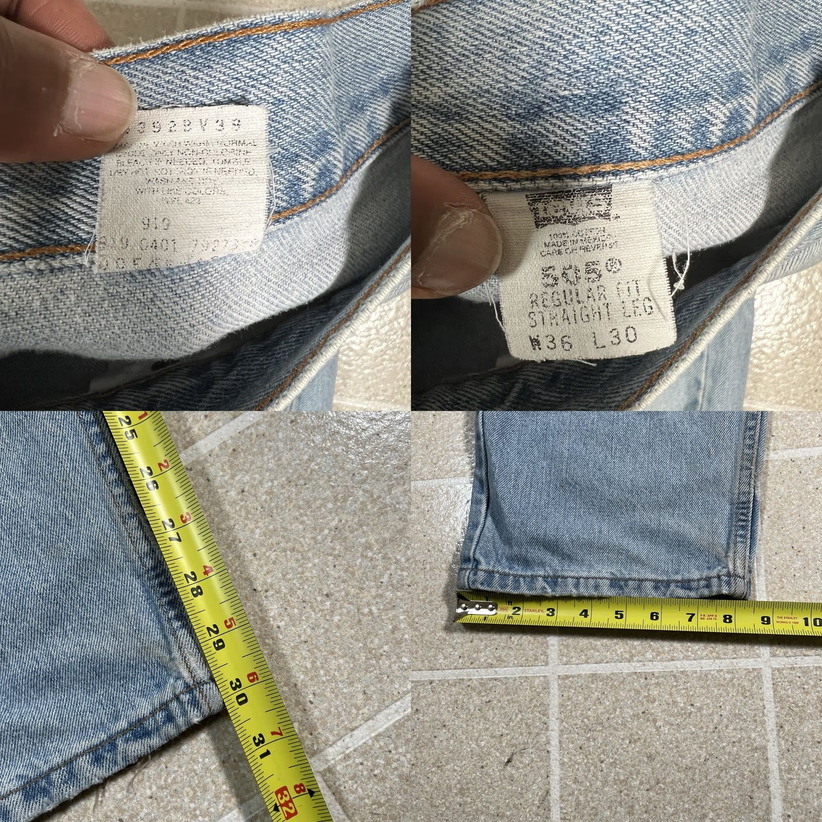 Levi's VINTAGE Levi's 505 Distressed Straight Jeans Men 34x30 Blue Denim 90s Mens Size US 34 / EU 50 - 8 Thumbnail