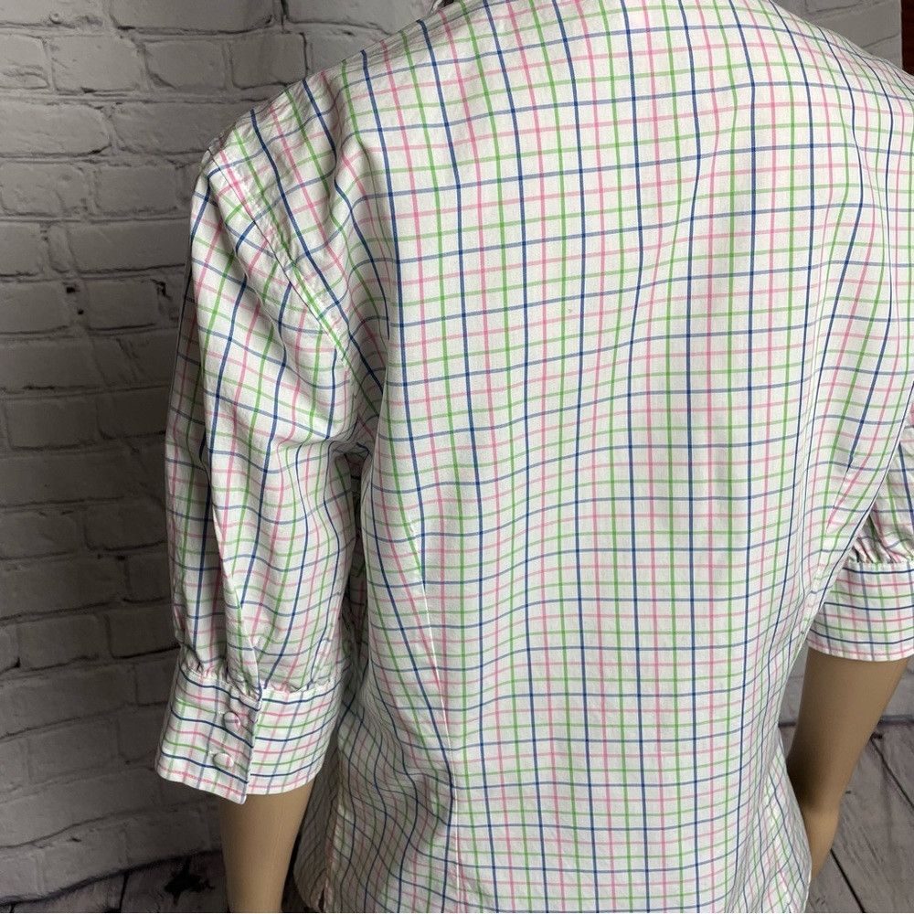 Lilly Pulitzer Lilly Pulitzer Button Ruffle Front Plaid Cotton Shirt Size Size L / US 10 / IT 46 - 9 Thumbnail