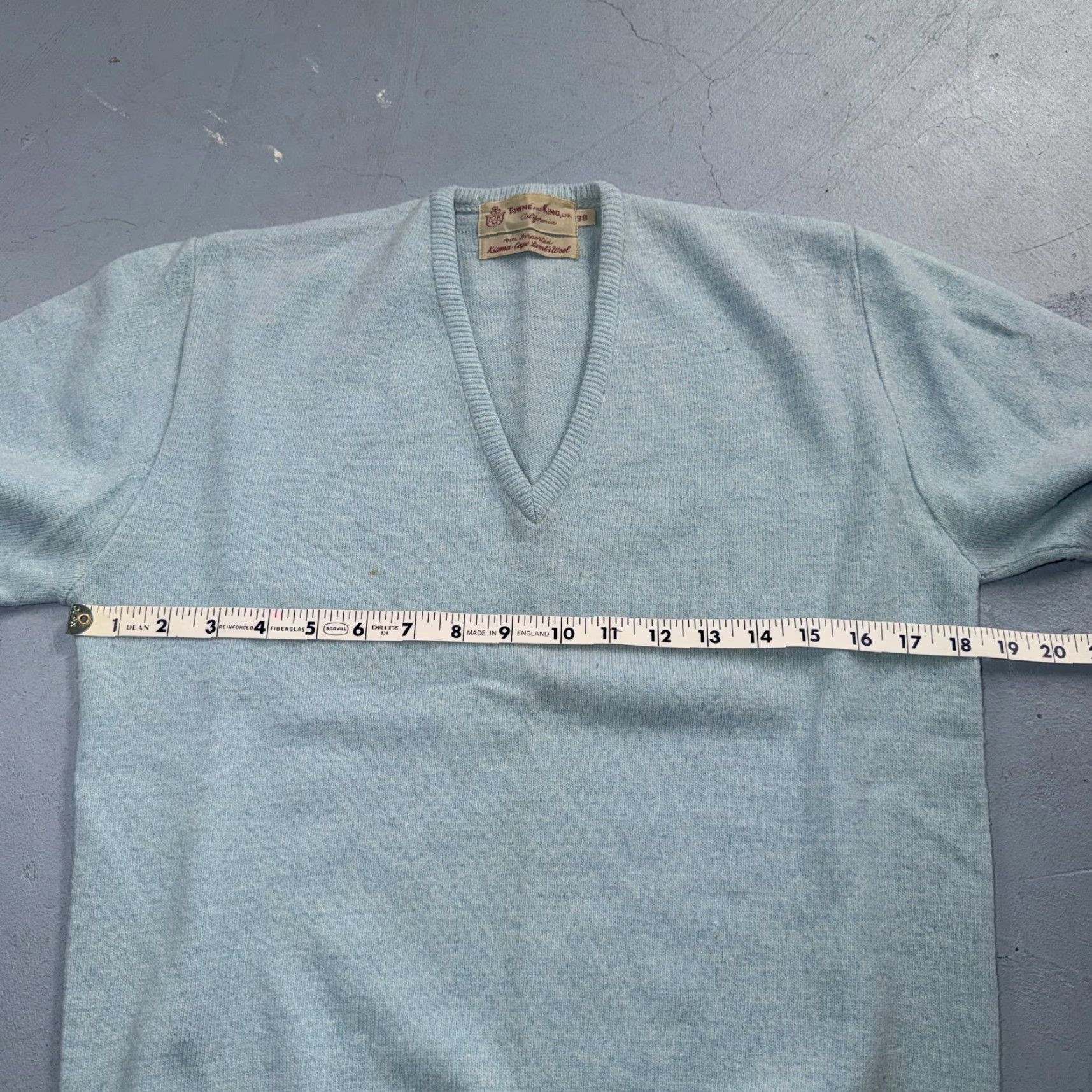 Vintage VTG 1950s Wool Lamb Pullover Sweater Rockabilly Mens V Neck Blue Towne Kin Size US M / EU 48-50 / 2 - 6 Thumbnail