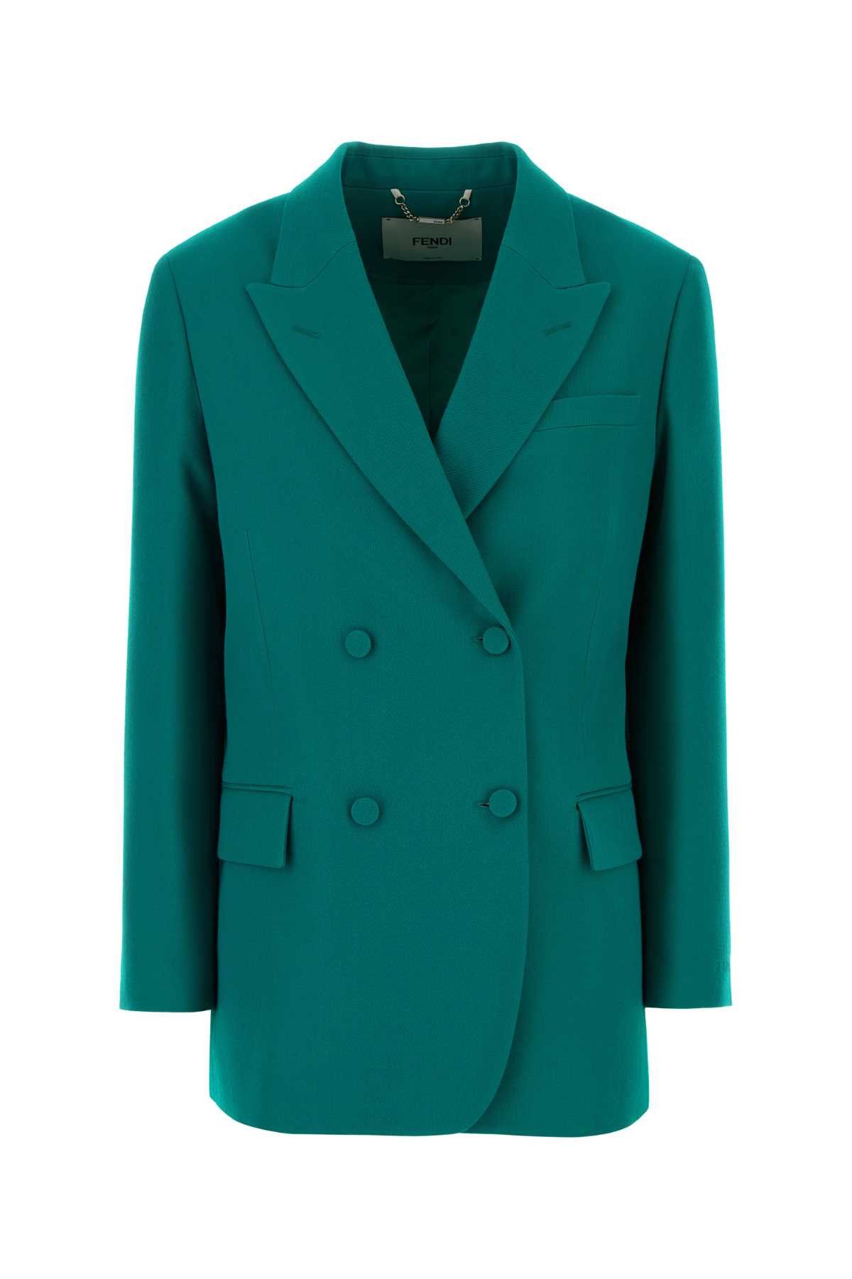 Fendi Turquoise Grain De Poudre Blazer Size M / US 6-8 / IT 42-44 - 1 Thumbnail